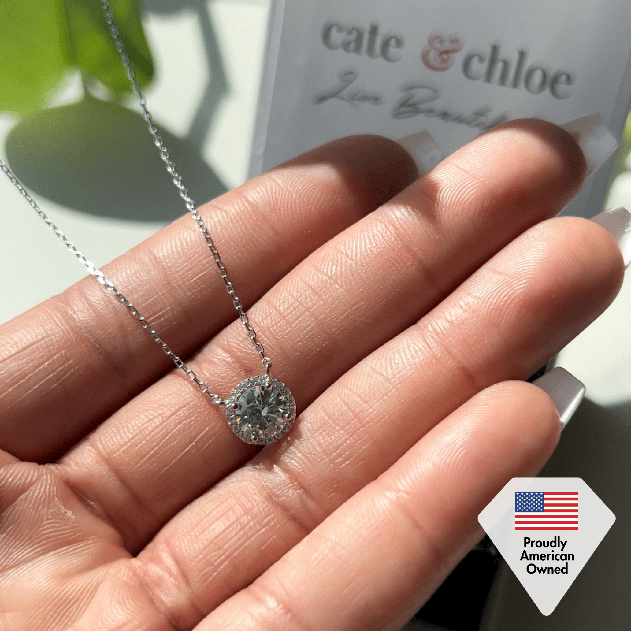 Moissanite by Cate & Chloe Sutton 18k Gold Plated 925 Sterling Silver Necklace 1.1tcw