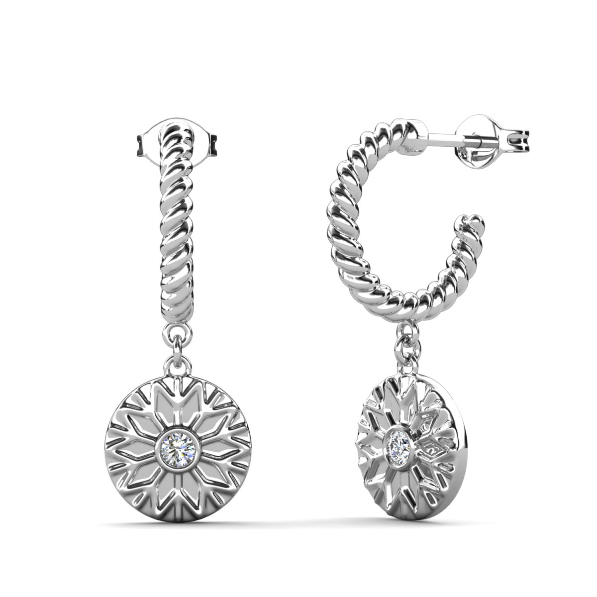 Suzanne 18k White Gold Plated Dangle Earrings with Swarovski Crystals for Women