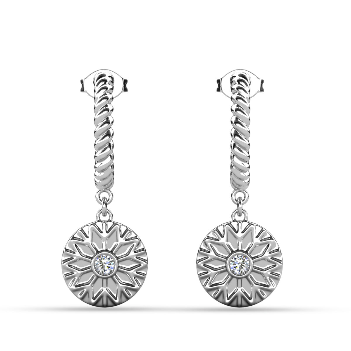 Suzanne 18k White Gold Plated Dangle Earrings with Swarovski Crystals for Women