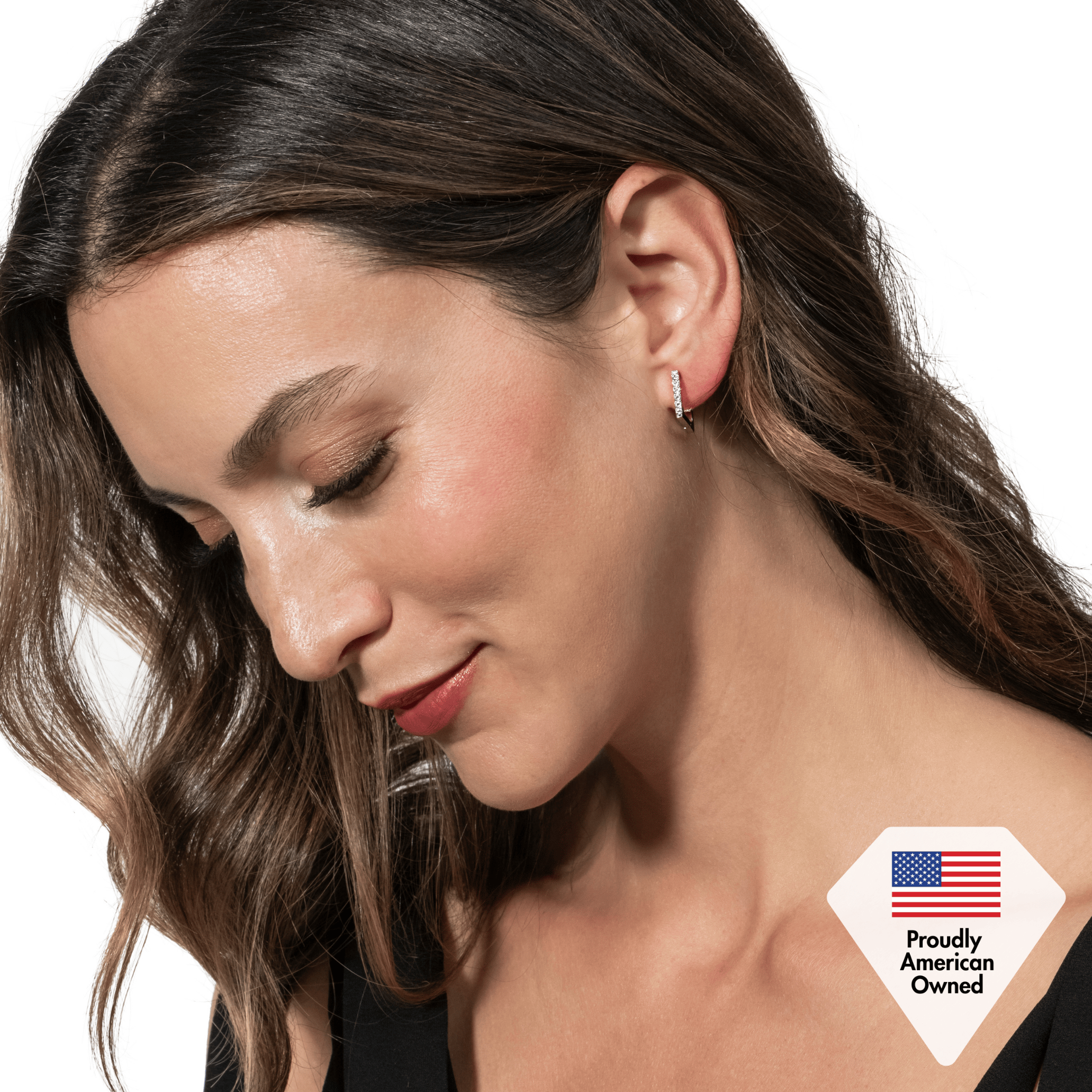 Sydney 18k White Gold Plated 14mm Square Hoop Earrings with Swarovski Crystals