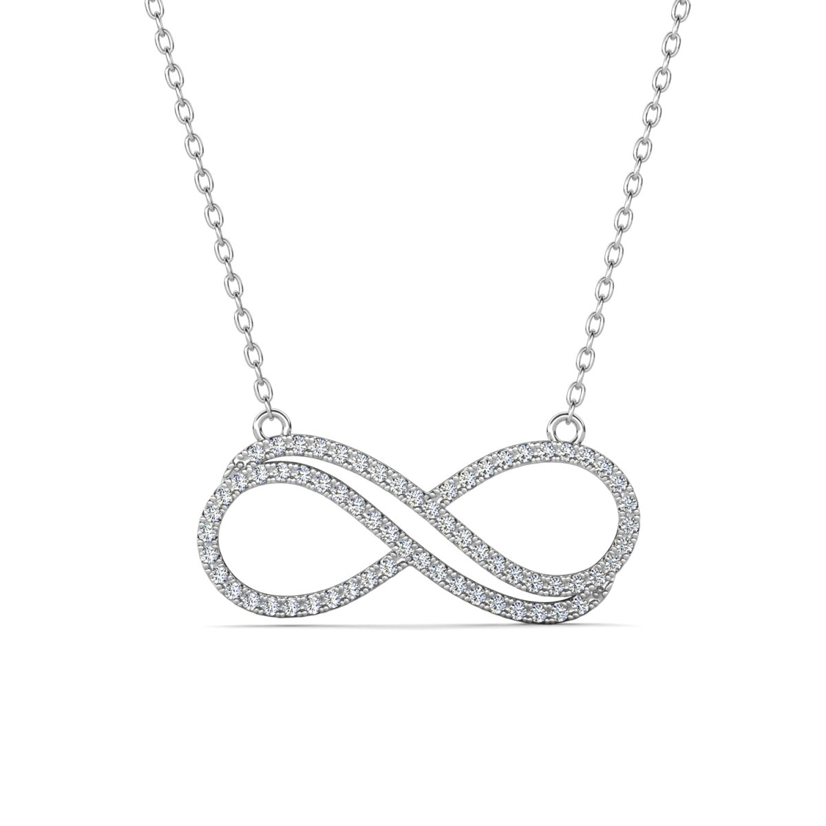 Tansy 18k White Gold Plated Infinity Pendant Necklace with Simulated Diamond Crystals