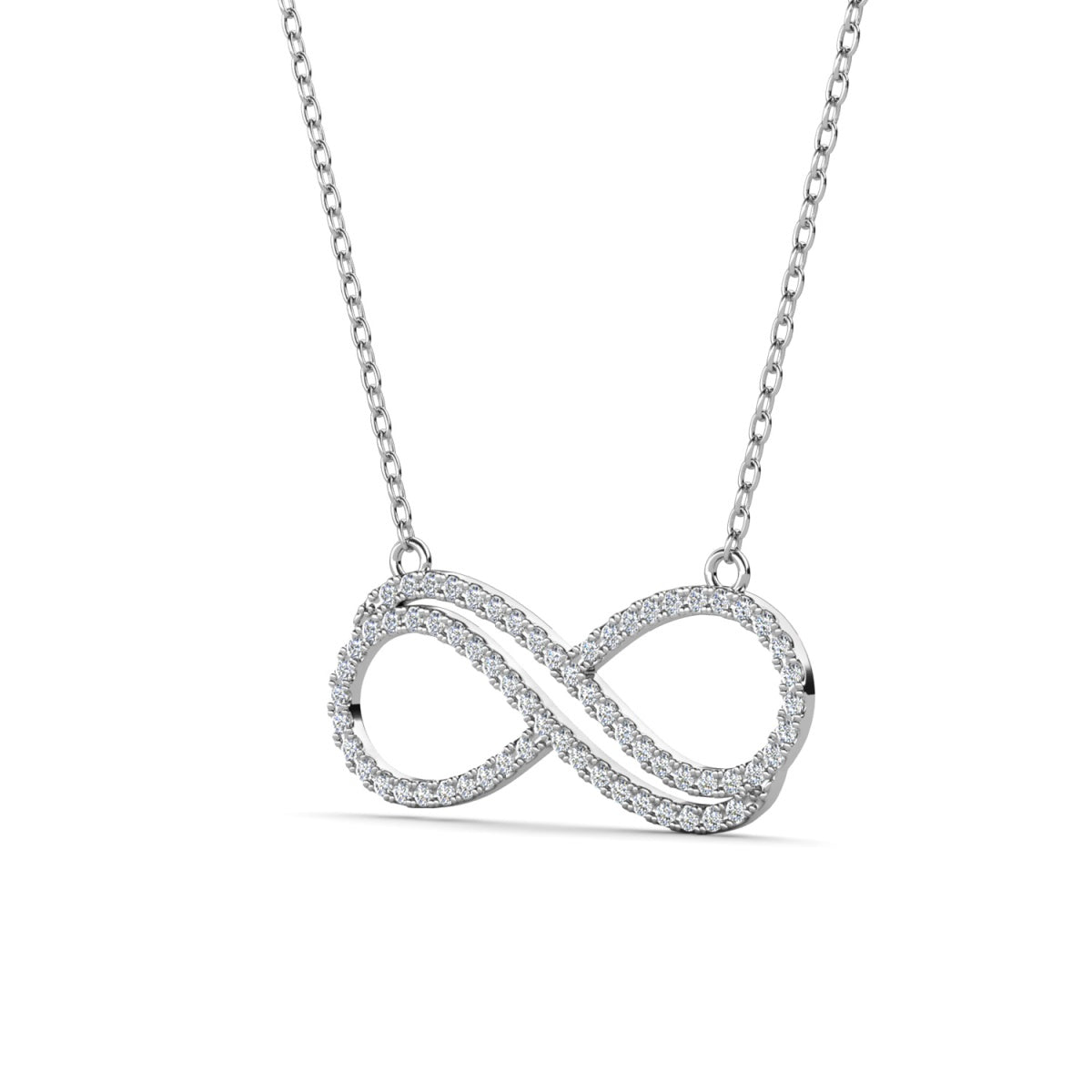 Tansy 18k White Gold Plated Infinity Pendant Necklace with Simulated Diamond Crystals