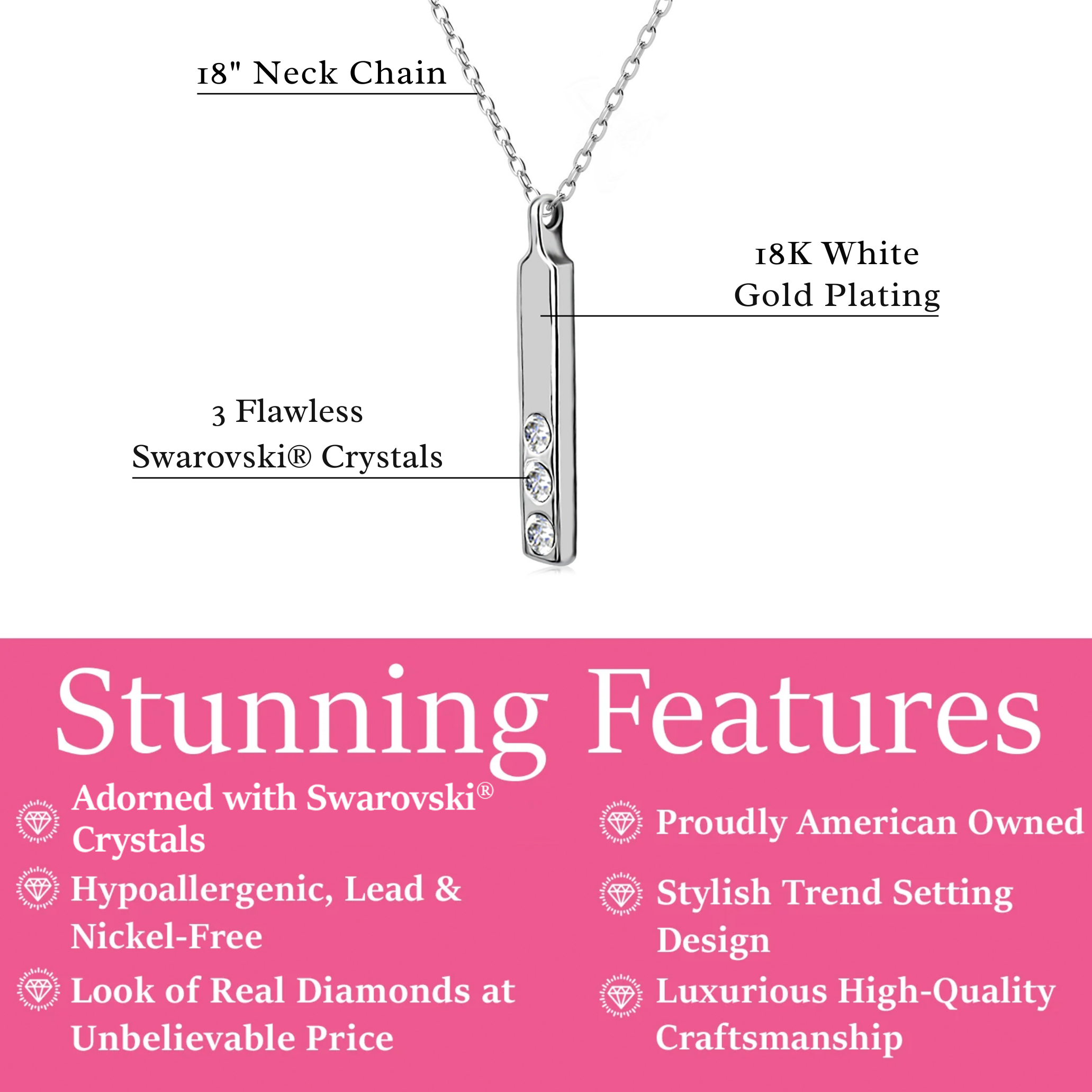 Tessa 18k Yellow Gold Plated Bar Necklace & Strength and Peace Shadow Card