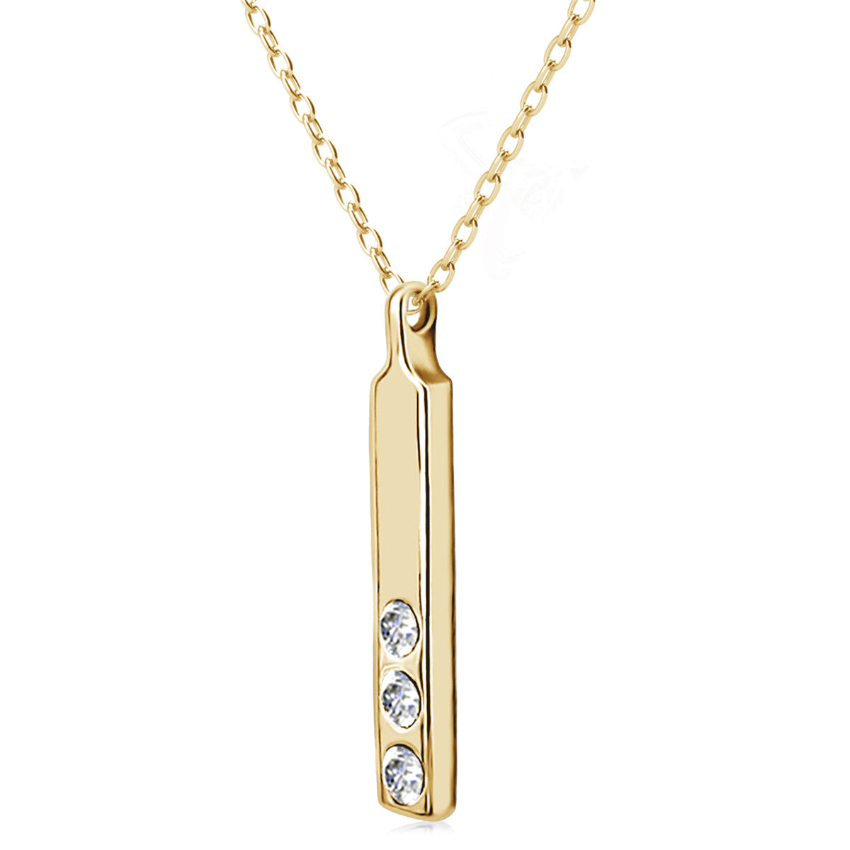 Tessa 18k White Gold Plated Bar Necklace with Swarovski Crystals