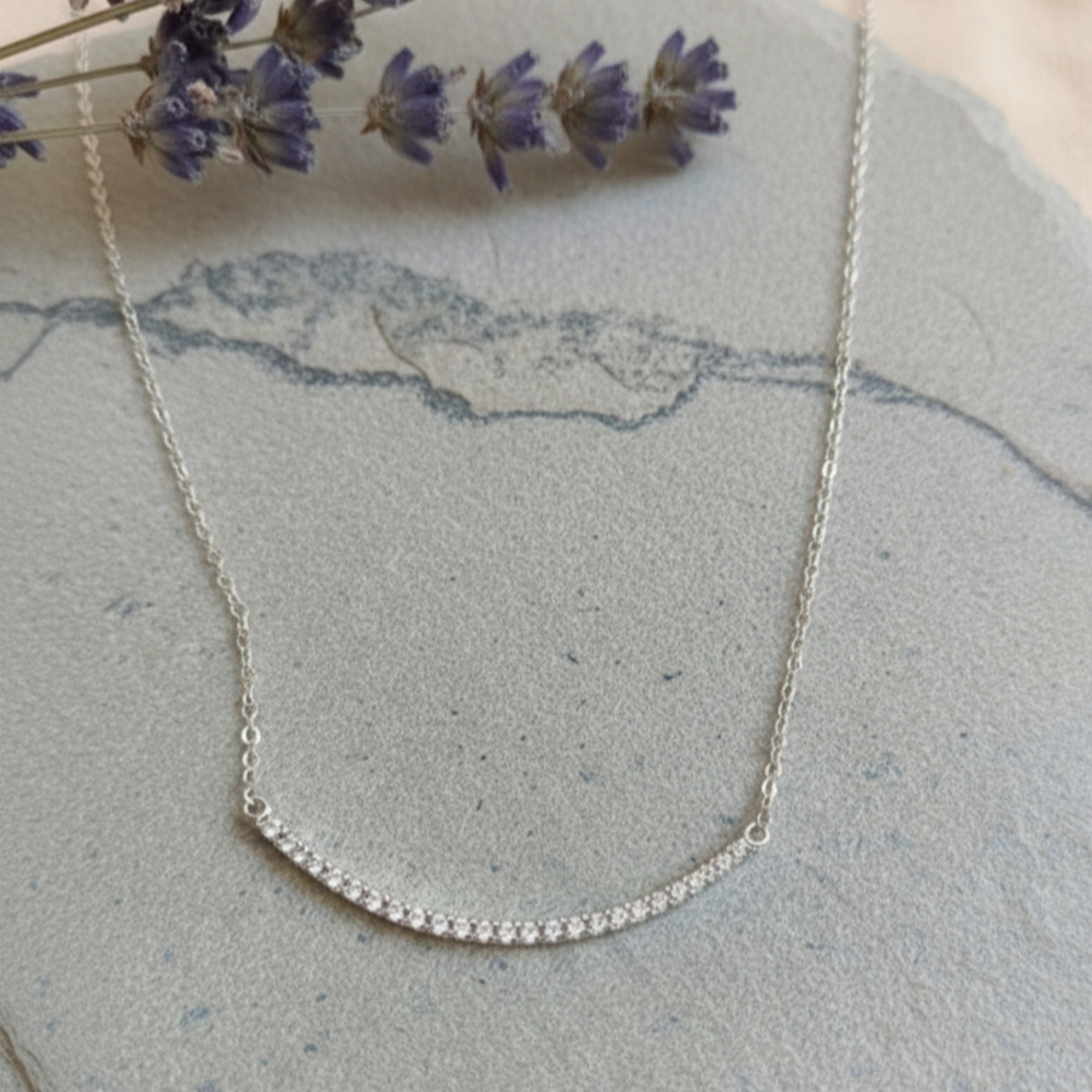 Tiana 18k White Gold Plated Linear Pendant Necklace with Swarovski Crystals - FAB FAV