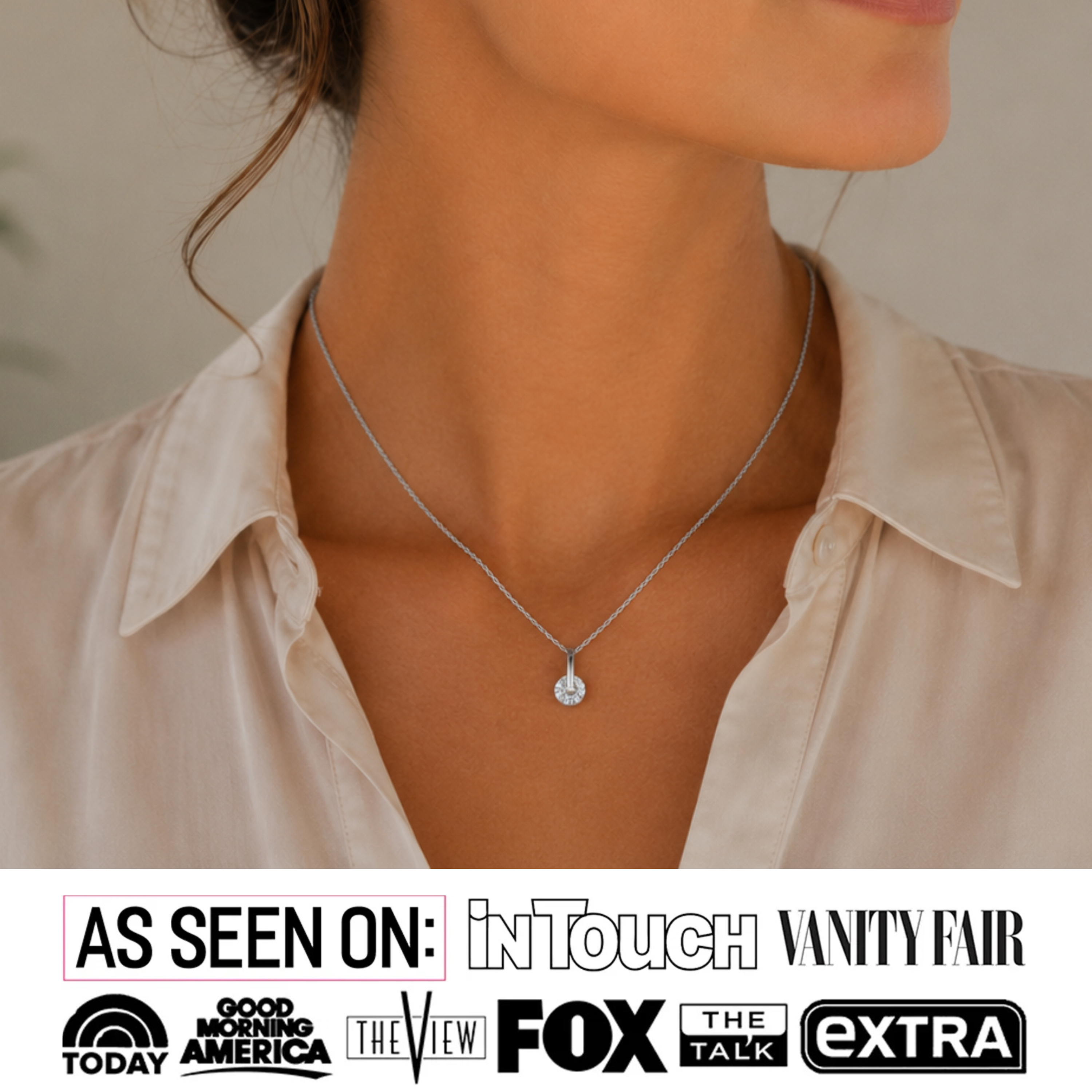 Tina 18k White Gold Plated Necklace with Solitaire Swarovski Crystal