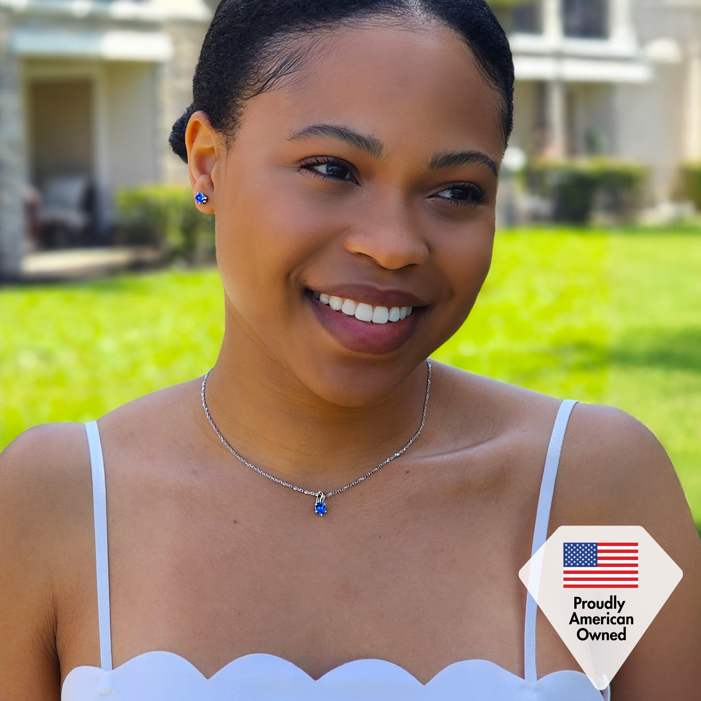 诞生石项链，18k 白金镀金单石项链，配 1 克拉水晶