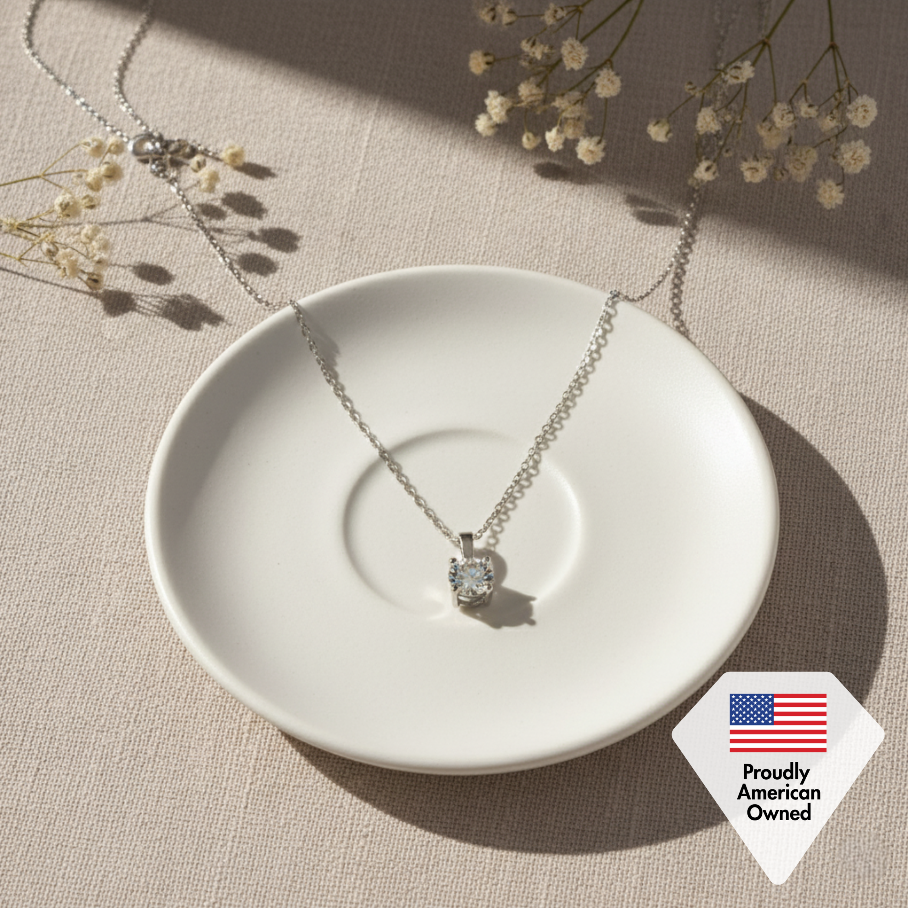 Araylia 18k White Gold Plated Necklace with Solitaire Round Cut Swarovski Crystal