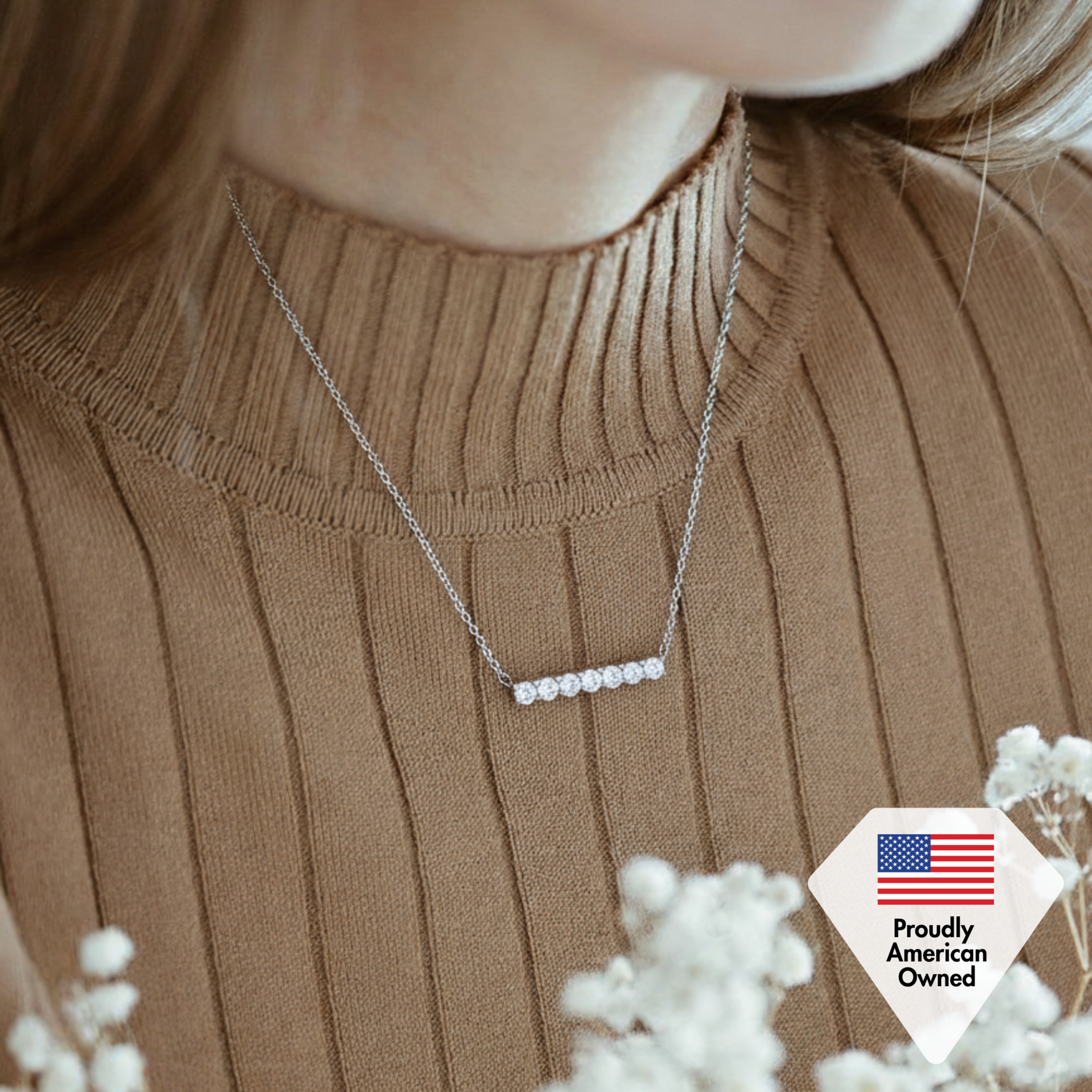 Lynn 18k White Gold Plated Necklace with Swarovski Crystals