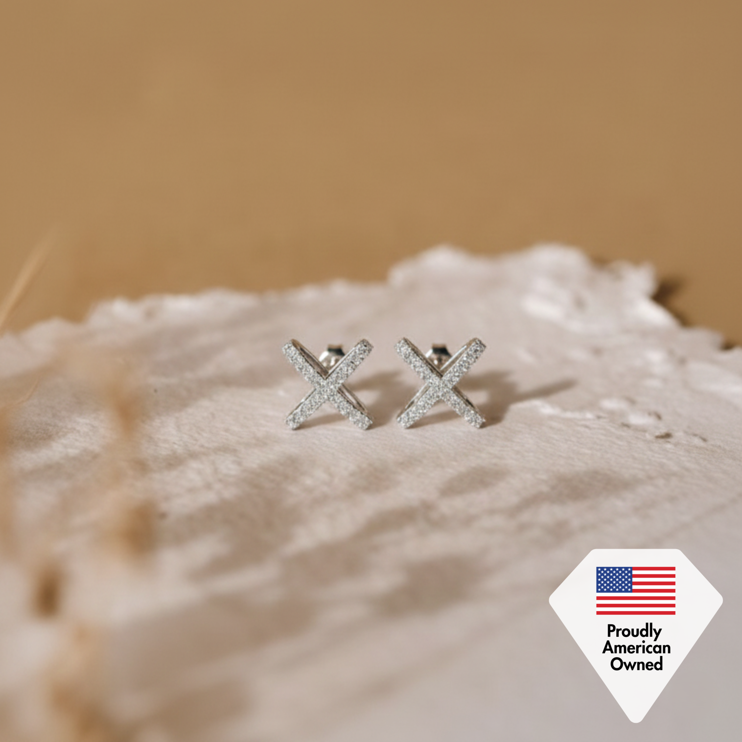 Paige“Exhilerating”18k 白金 X 密钉戒指耳钉