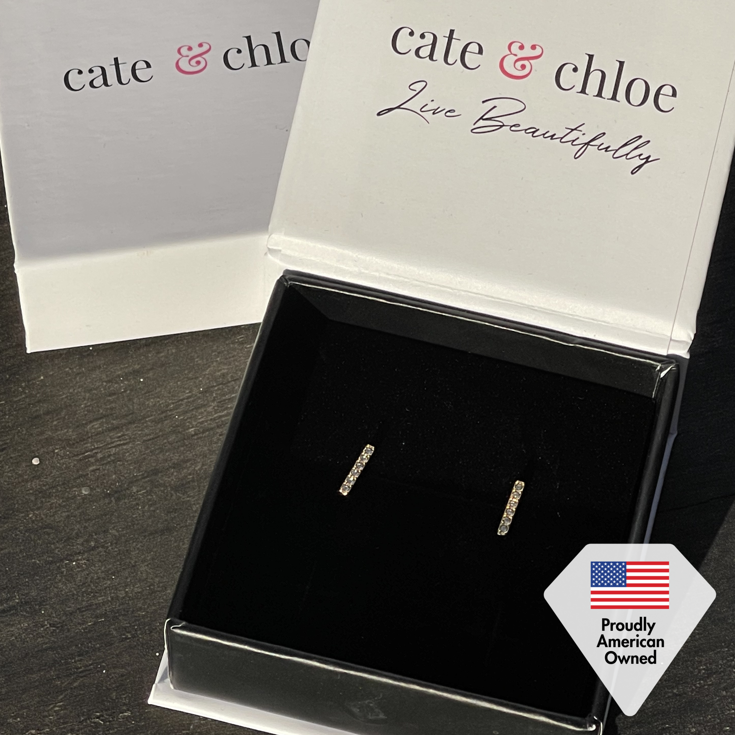 Hayden 18k White Gold Plated Linear Drop Earrings with Swarovski Crystals