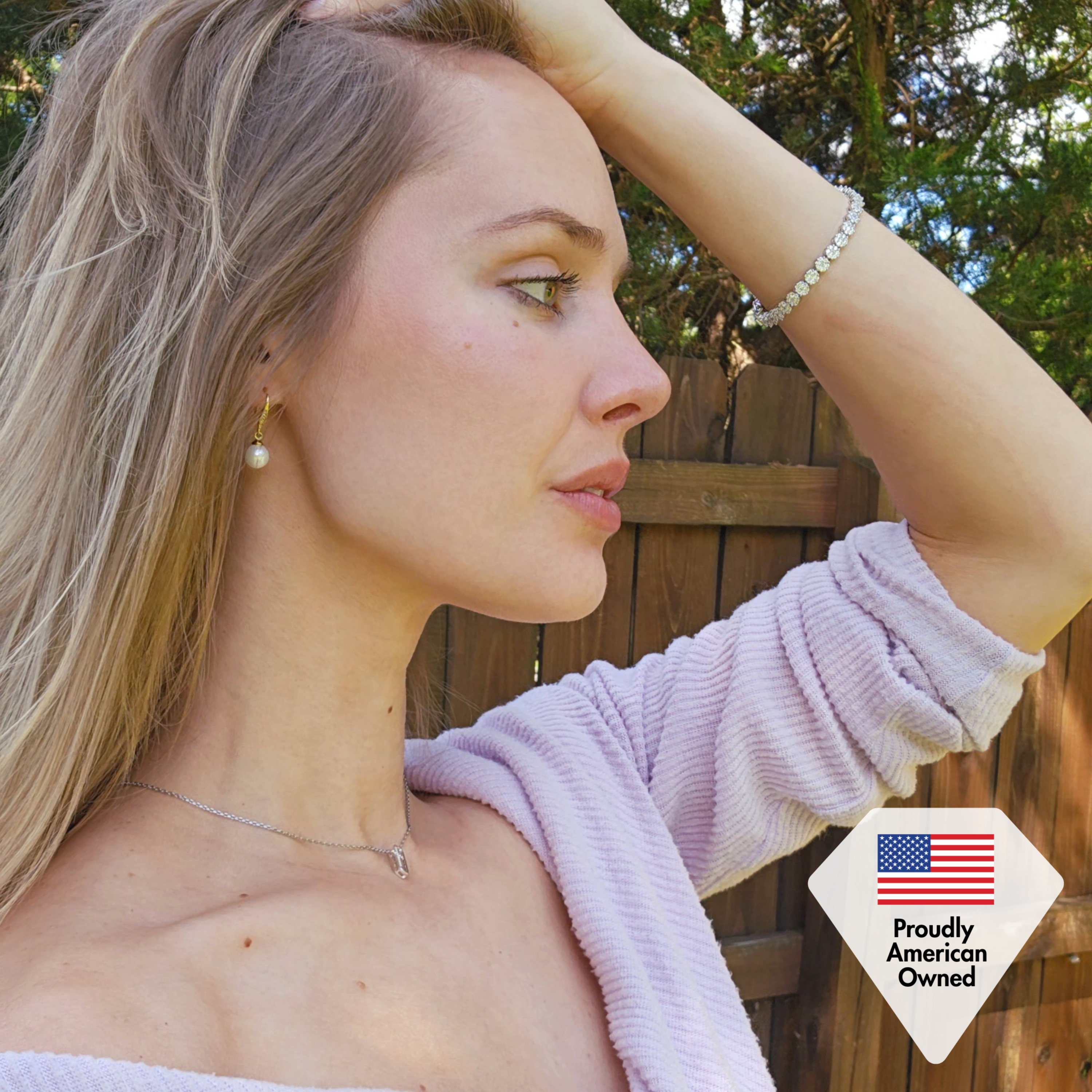 Ally 18k White Gold Plated Tennis Bracelet with Simulated Diamond Crystals