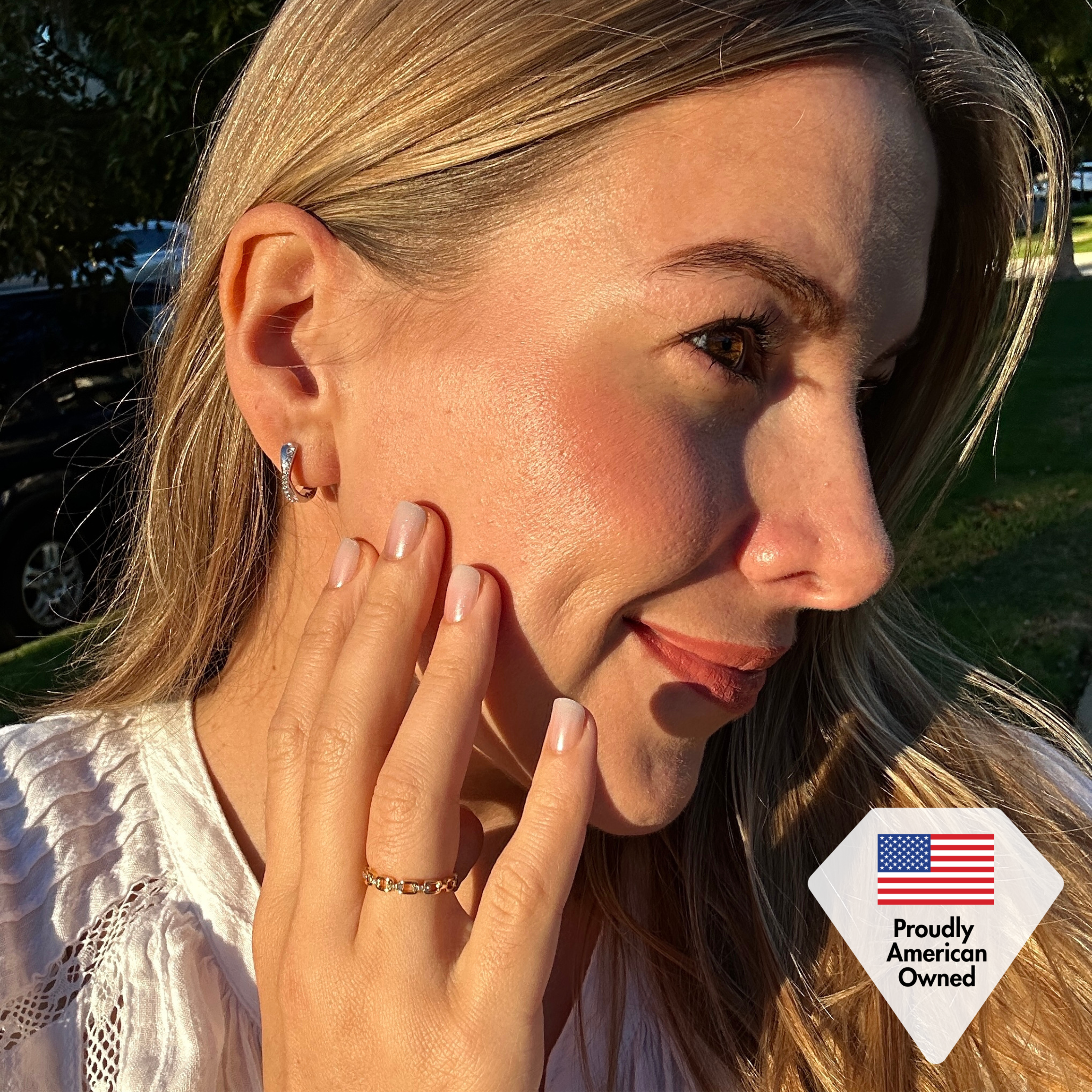 Amaya 18k White Gold Plated 16mm Twisted Hoop Earrings with Swarovski Crystals