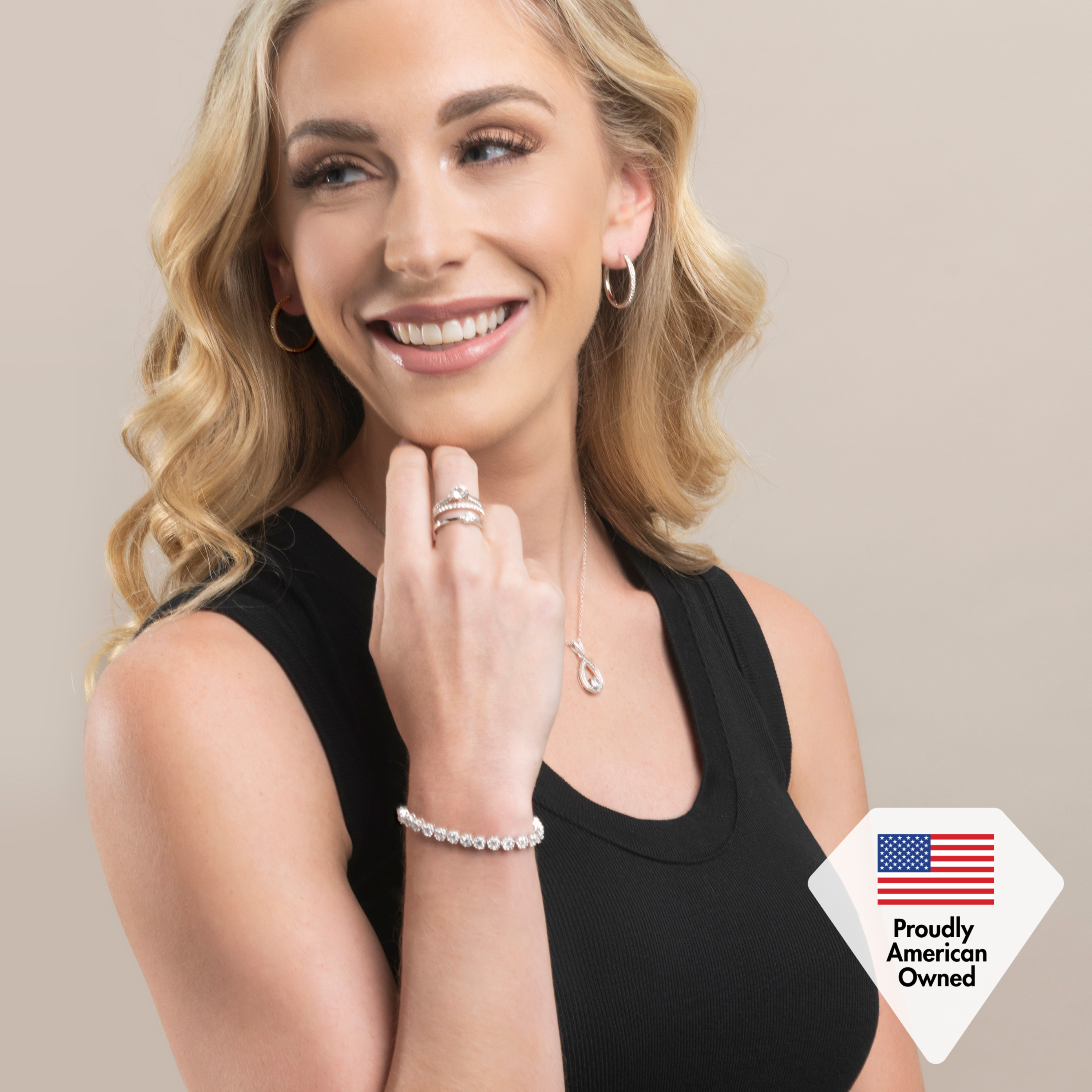 Ally 18k White Gold Plated Tennis Bracelet with Simulated Diamond Crystals