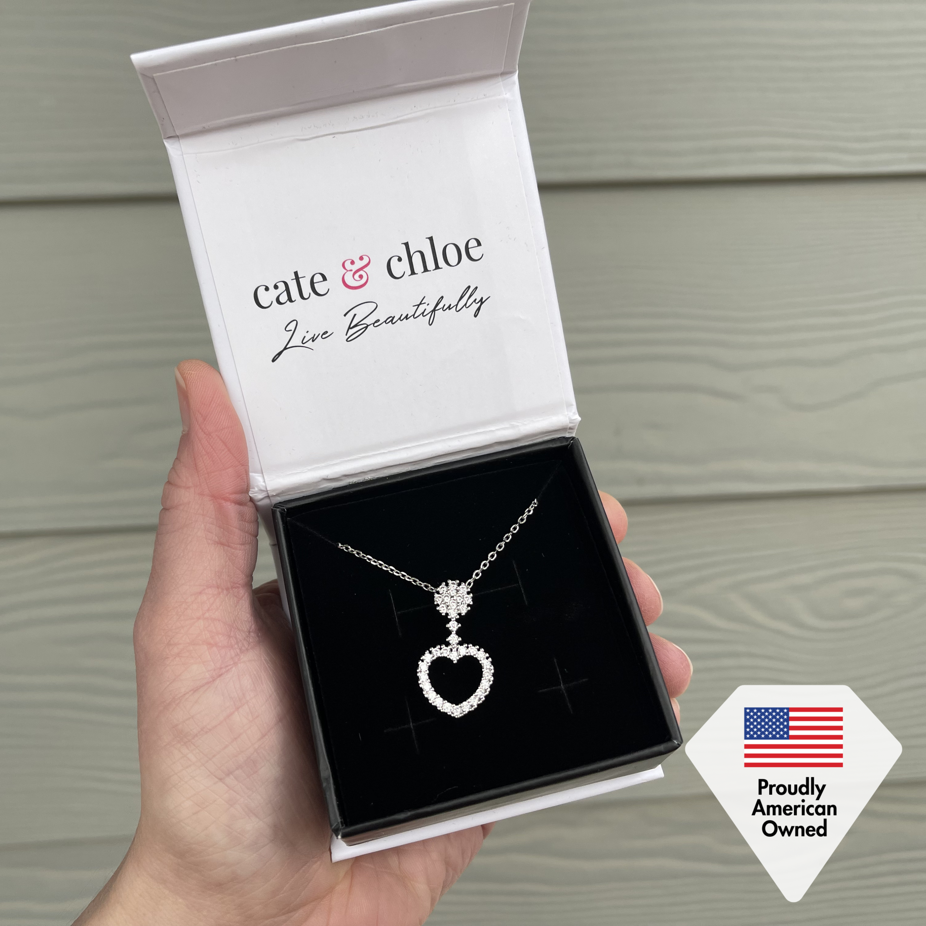 Brynn 精致 18k 白金镀心形吊坠项链