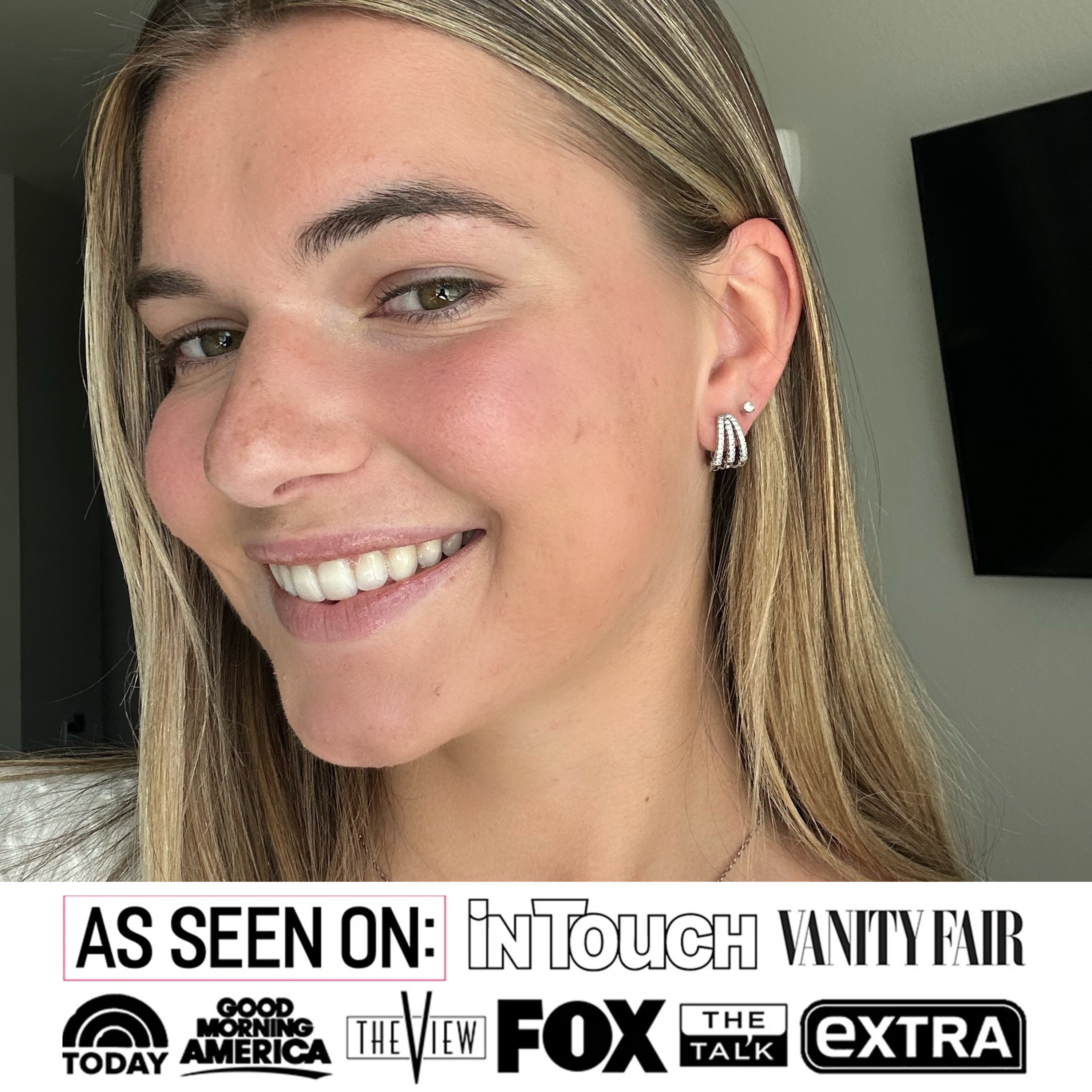 Aliyah 18k White Gold Plated 14mm Hoop Earrings with Simulated Diamond Crystals