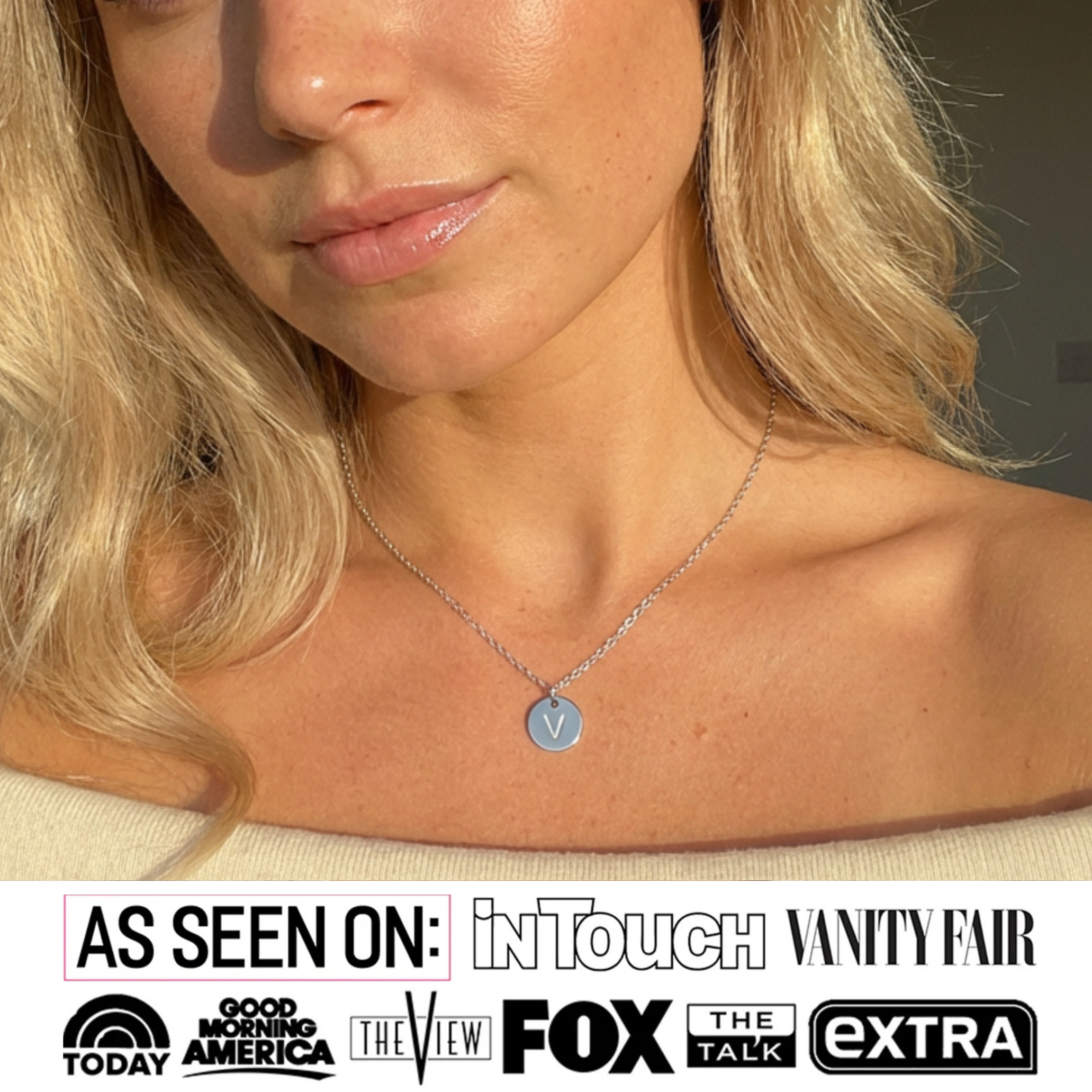 Summer Collection 18k White Gold Plated Engraved Initial Letter Pendant Necklace