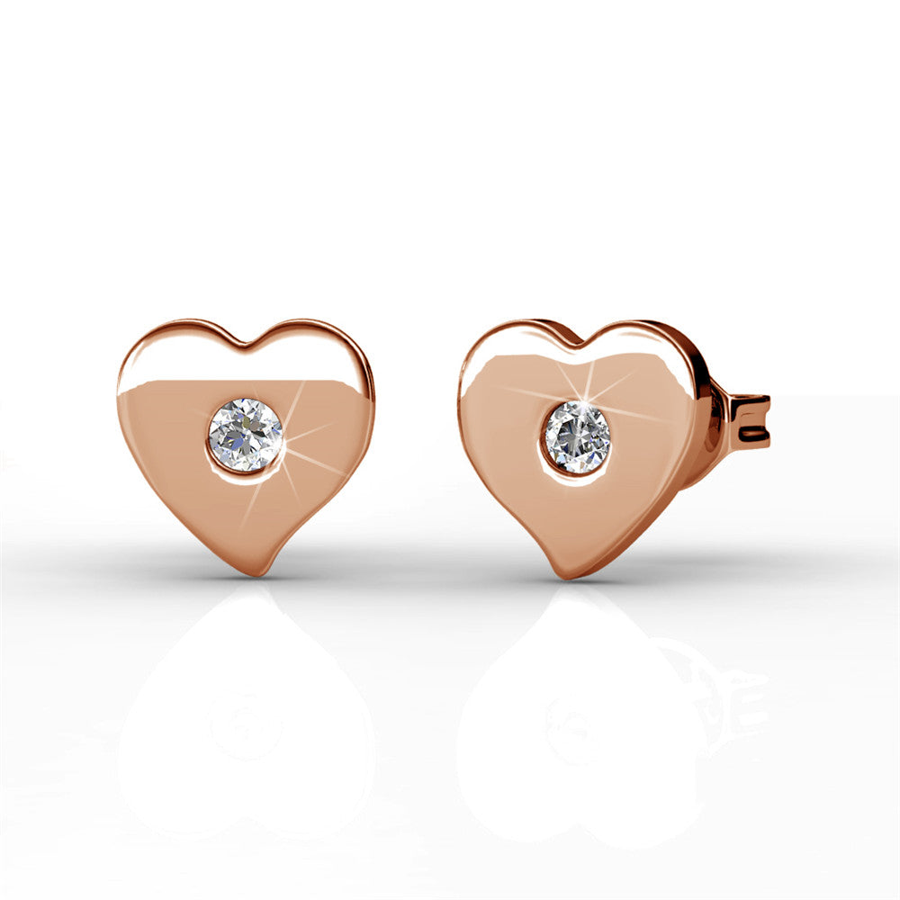 Vanessa 18k White Gold Plated Heart Stud Earrings with Swarovski Crystal