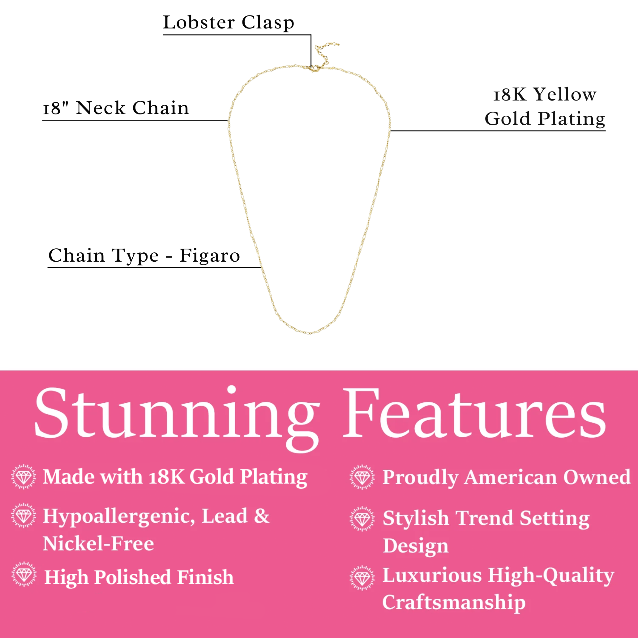 Victoria 18k White Gold Plated Stacking Necklace Chain