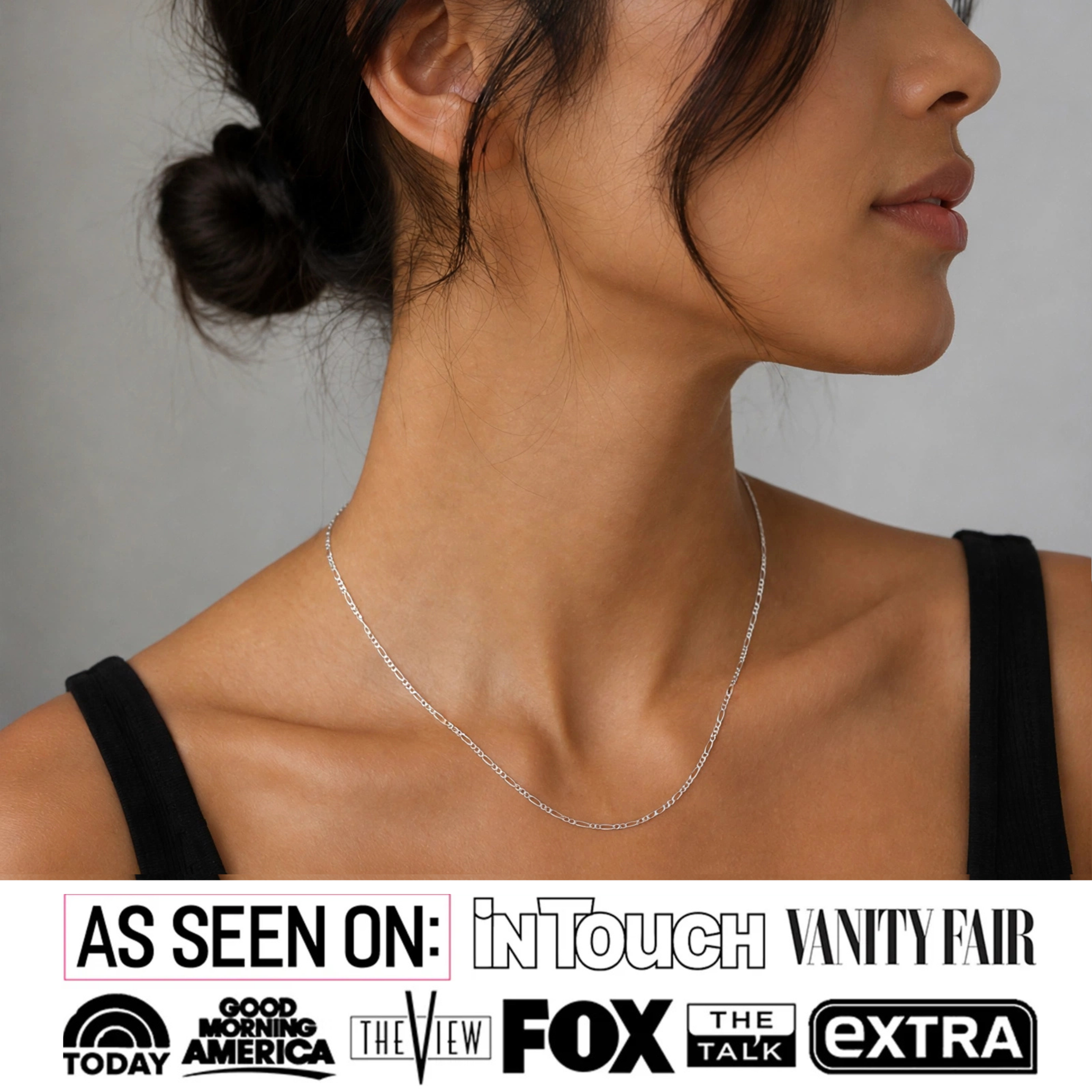 Victoria 18k White Gold Plated Stacking Necklace Chain