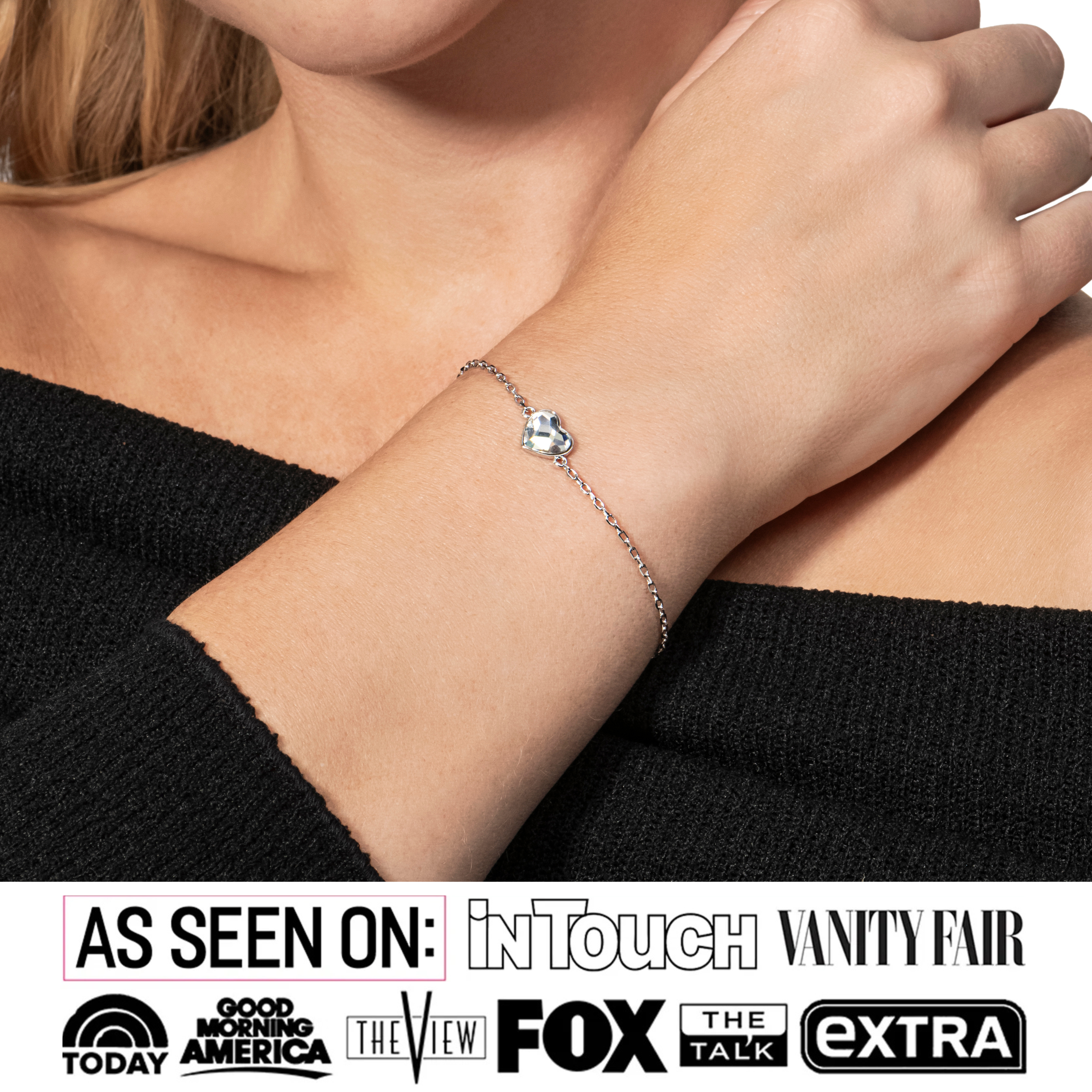 Violet 18k White Gold Plated Heart Bracelet with Swarovski Crystal