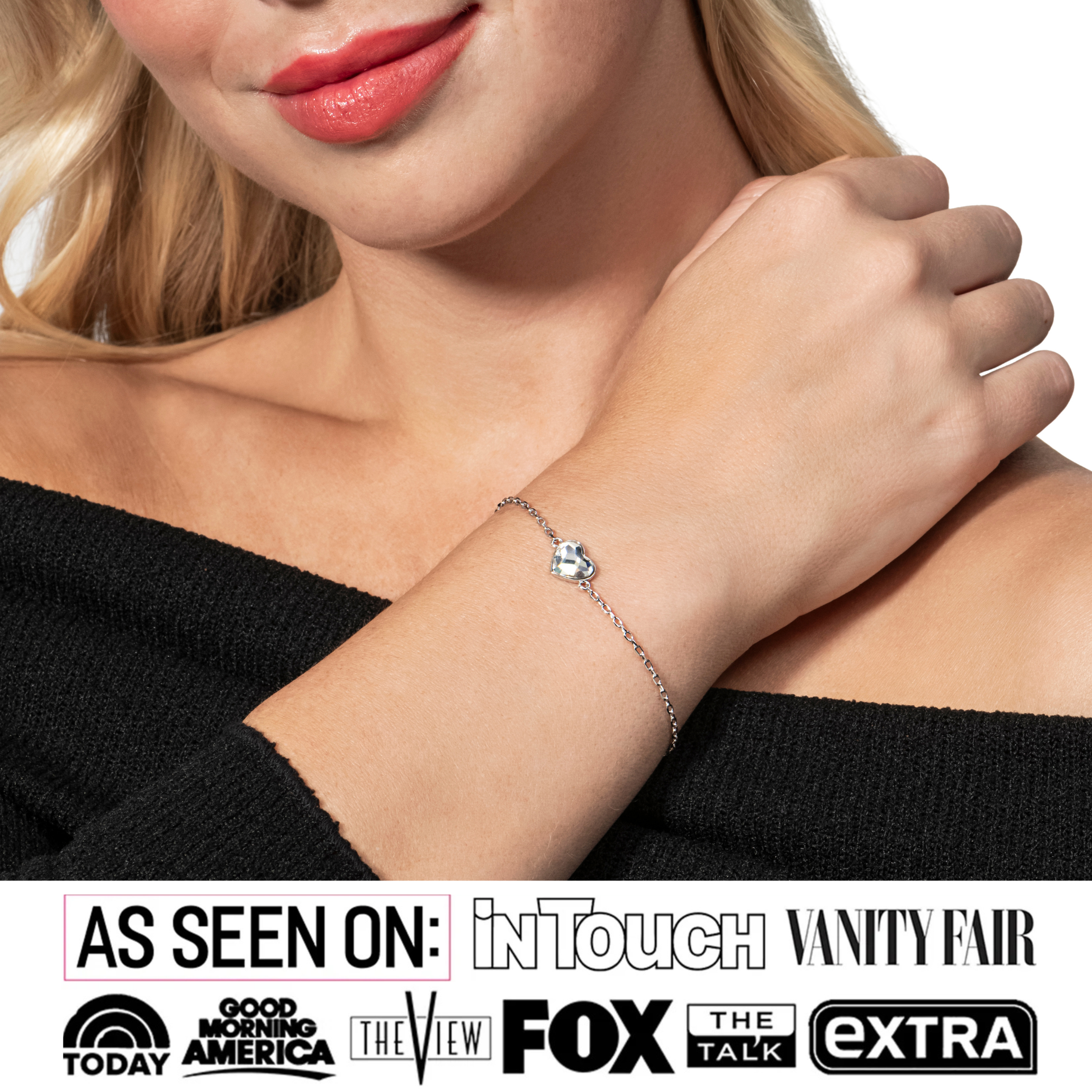 Violet 18k White Gold Plated Heart Bracelet with Swarovski Crystal