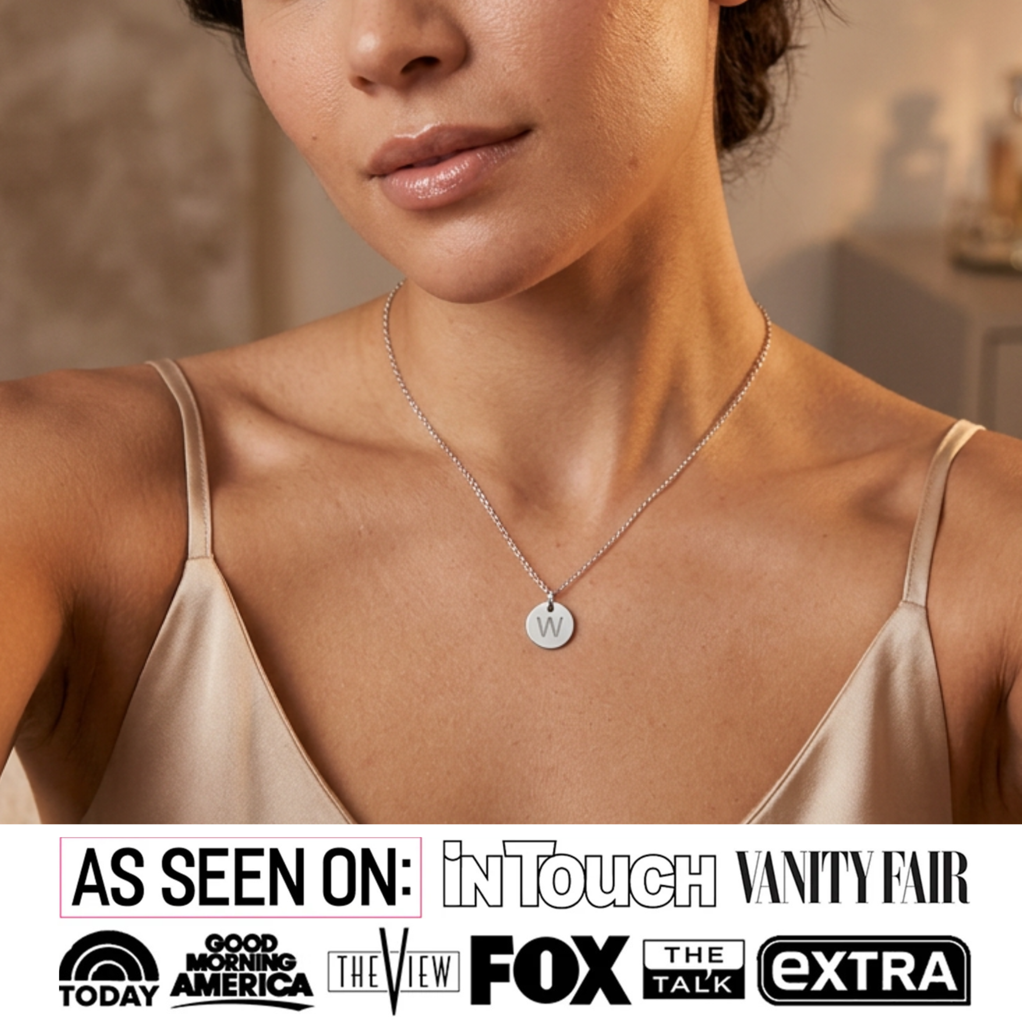 Summer Collection 18k White Gold Plated Engraved Initial Letter Pendant Necklace