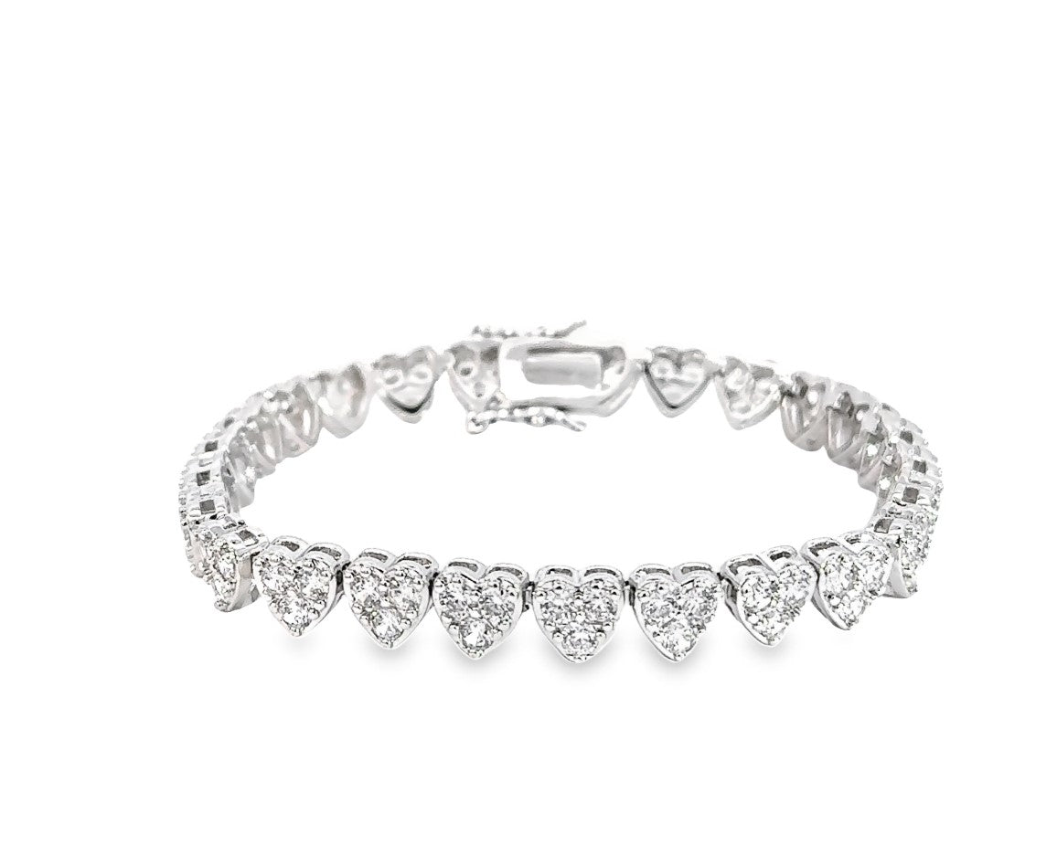 Donna 18k White Gold Plated Heart Bracelet with Crystals