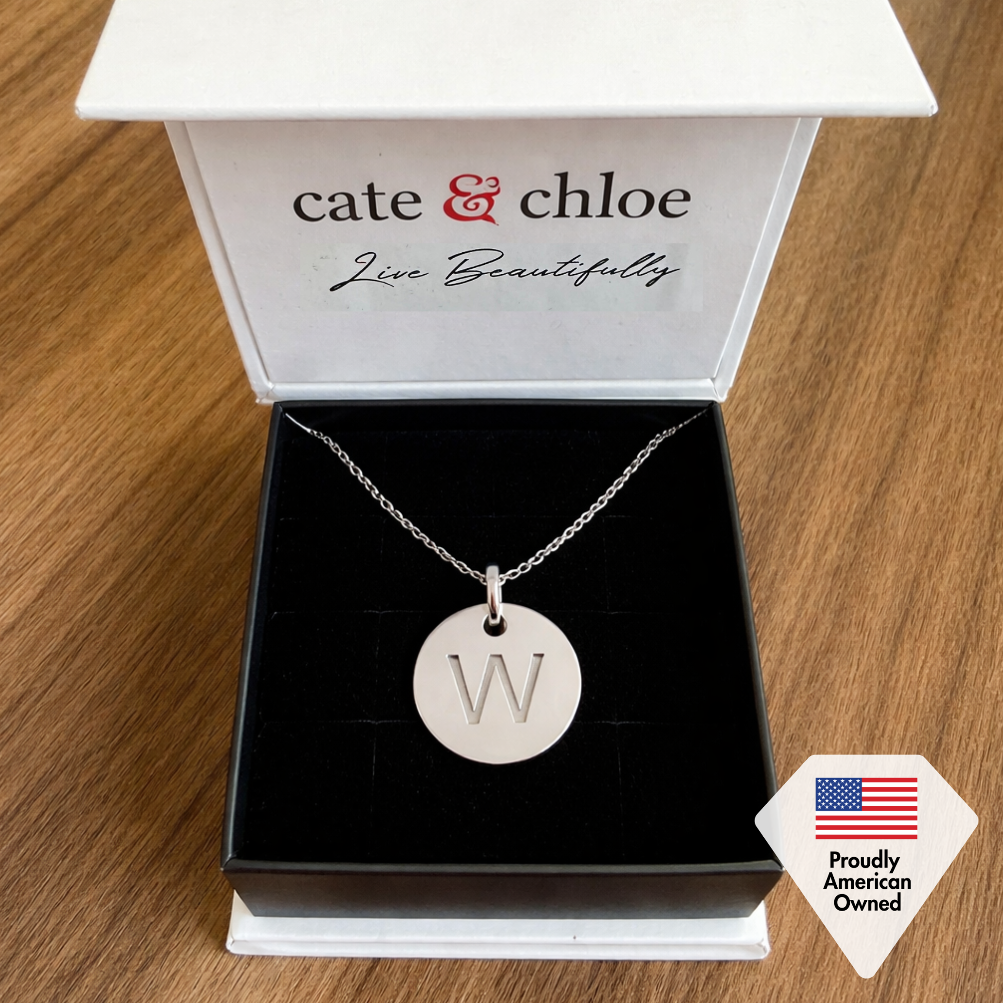 Summer Collection 18k White Gold Plated Engraved Initial Letter Pendant Necklace