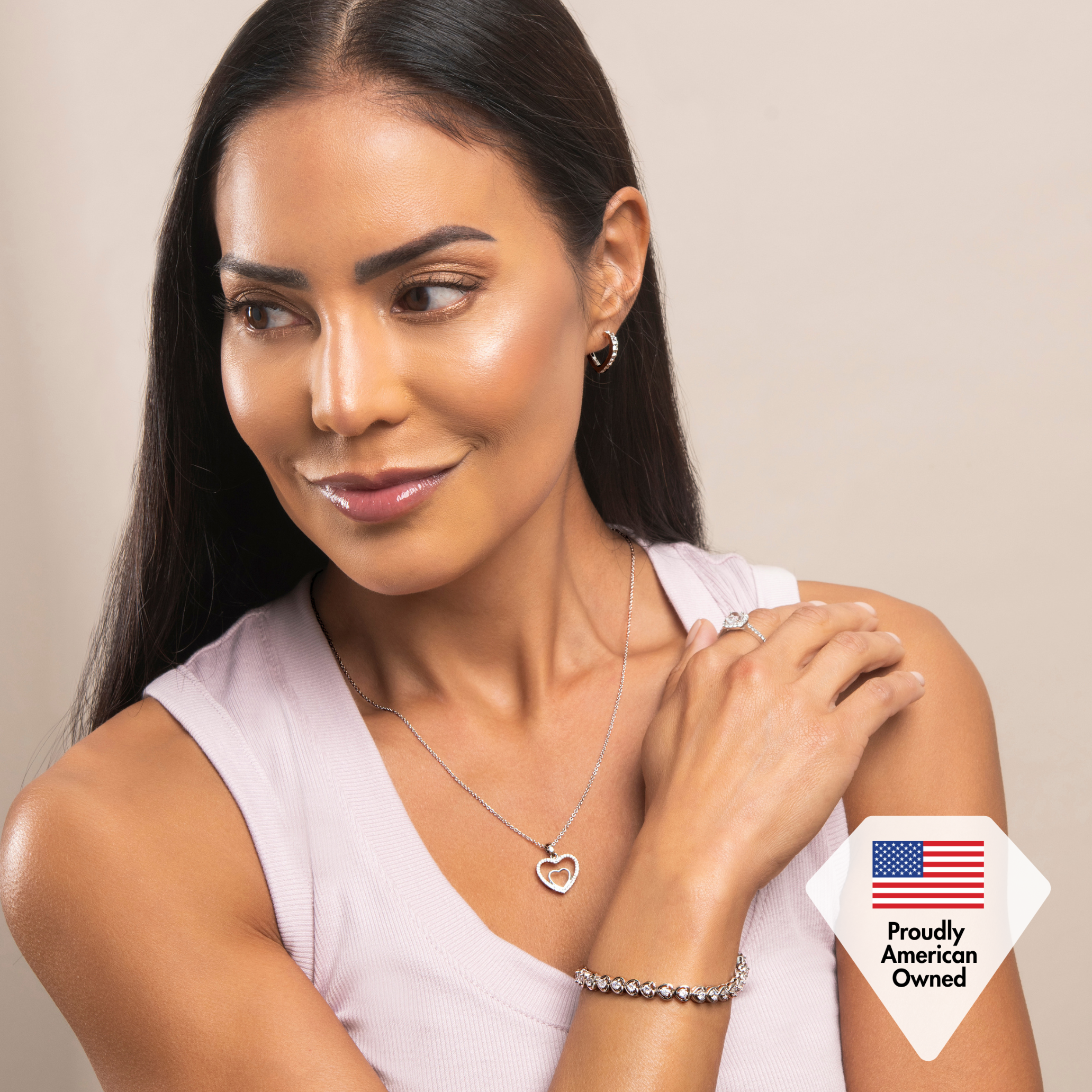 Waverly 18k White Gold Plated 16mm Hoop Earrings with Swarovski Crystals