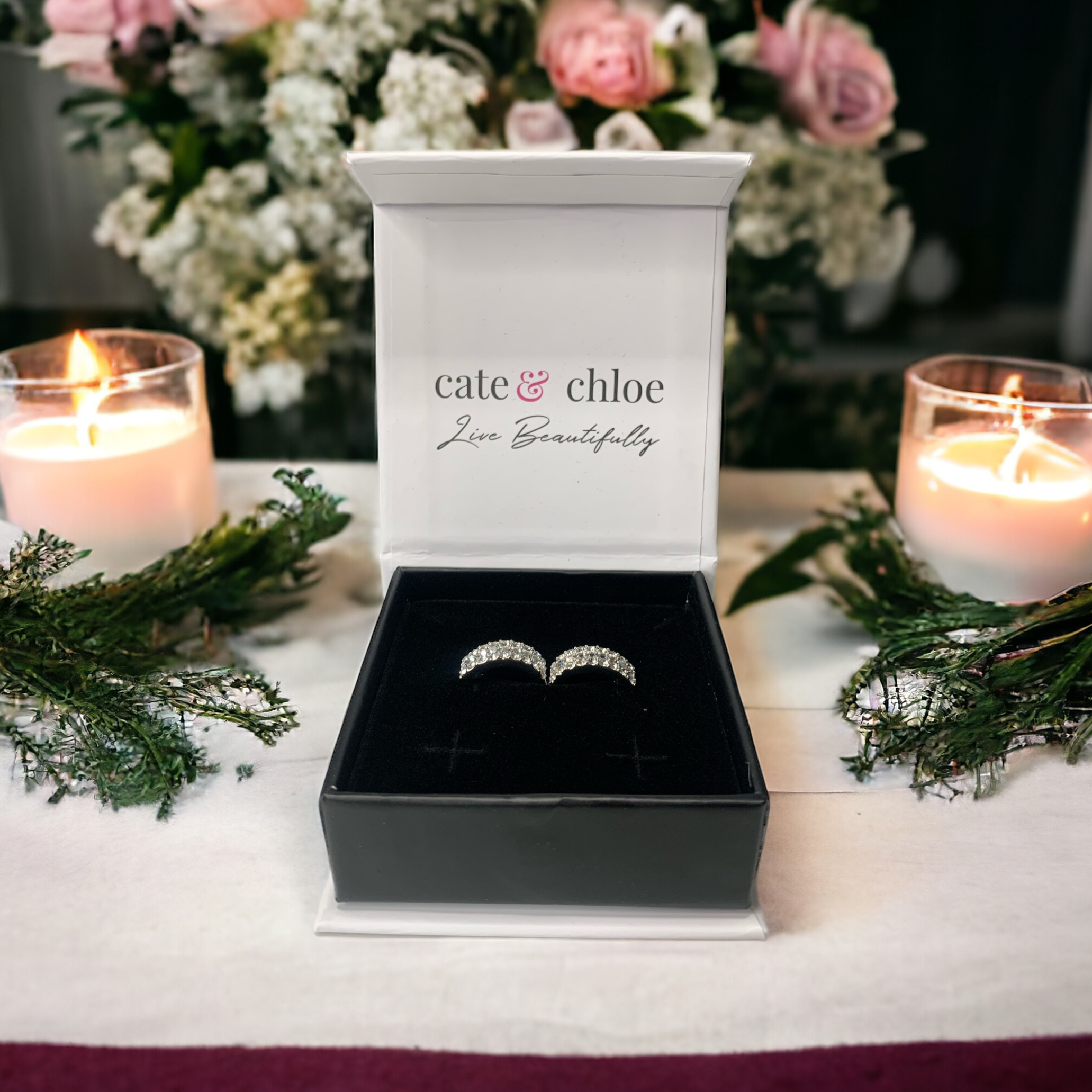 Wrenley 18k White Gold Plated 16mm Hoop Earrings with Swarovski Crystals