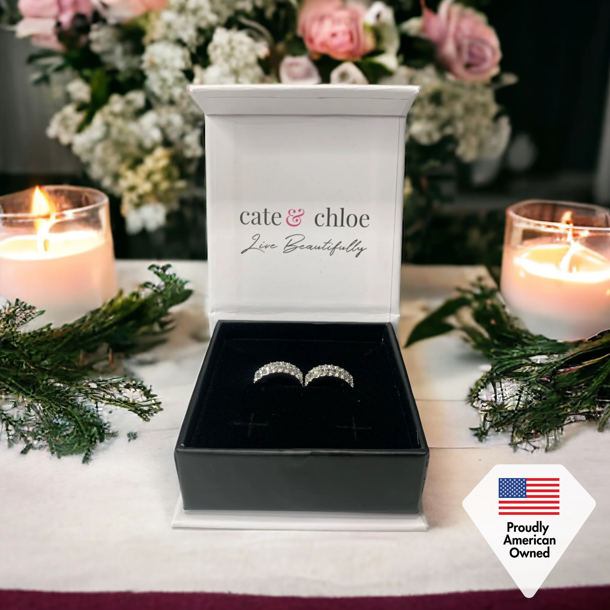 Wrenley 18k White Gold Plated 16mm Hoop Earrings with Swarovski Crystals