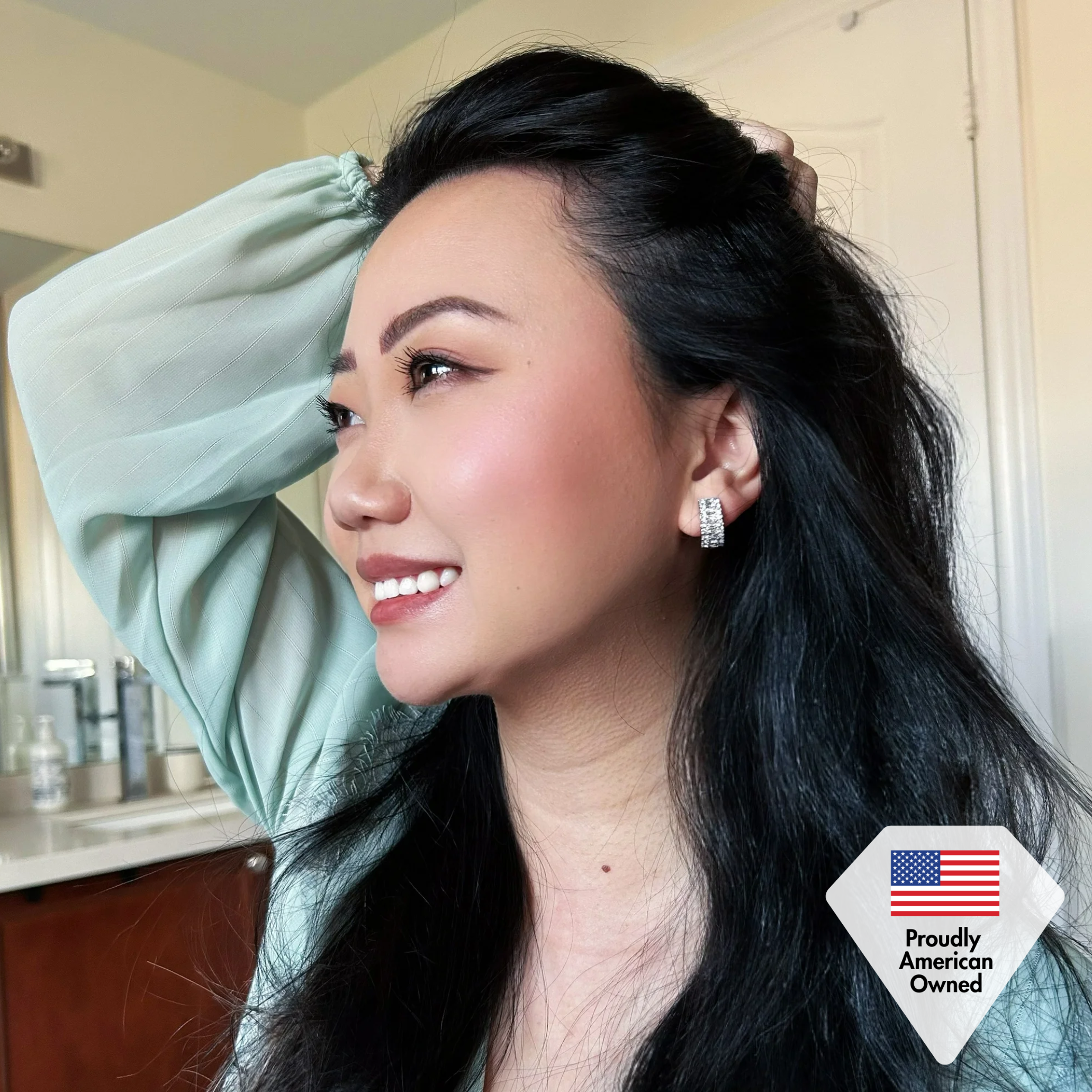 Wrenley 18k White Gold Plated 16mm Hoop Earrings with Swarovski Crystals