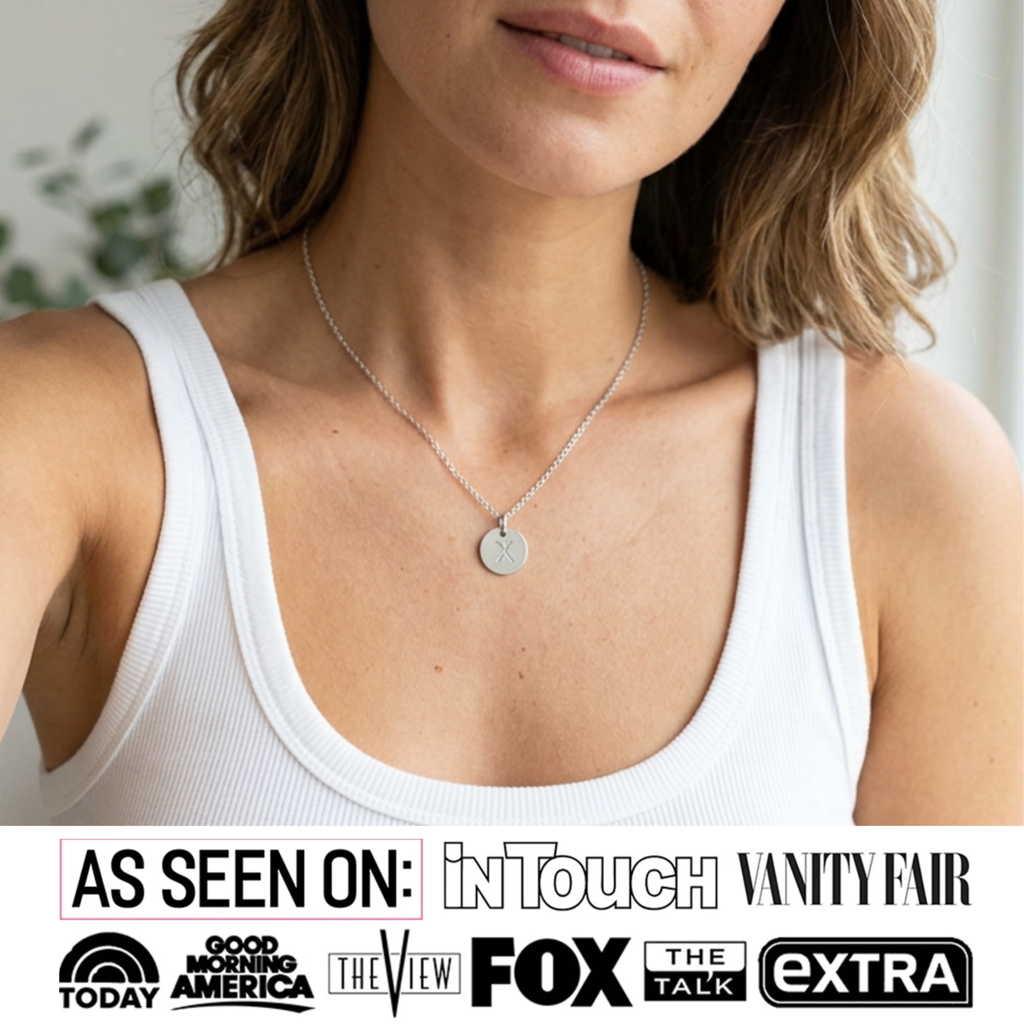 Summer Collection 18k White Gold Plated Engraved Initial Letter Pendant Necklace