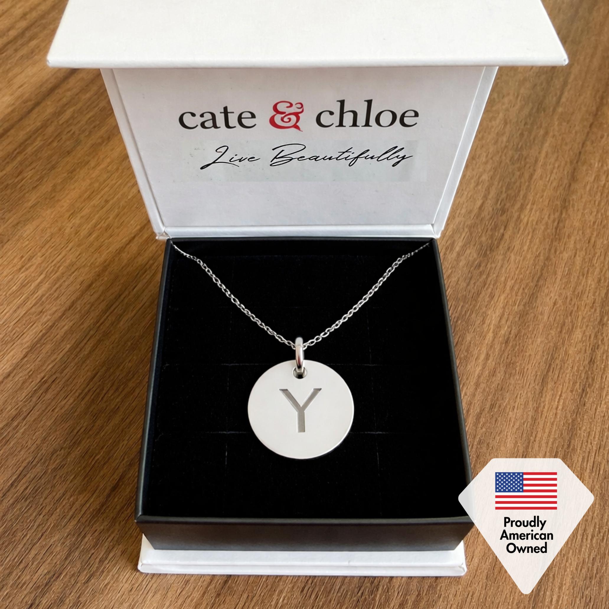 Summer Collection 18k White Gold Plated Engraved Initial Letter Pendant Necklace