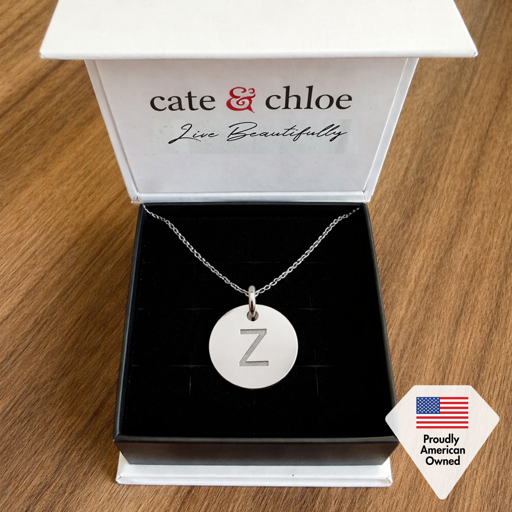 Summer Collection 18k White Gold Plated Engraved Initial Letter Pendant Necklace