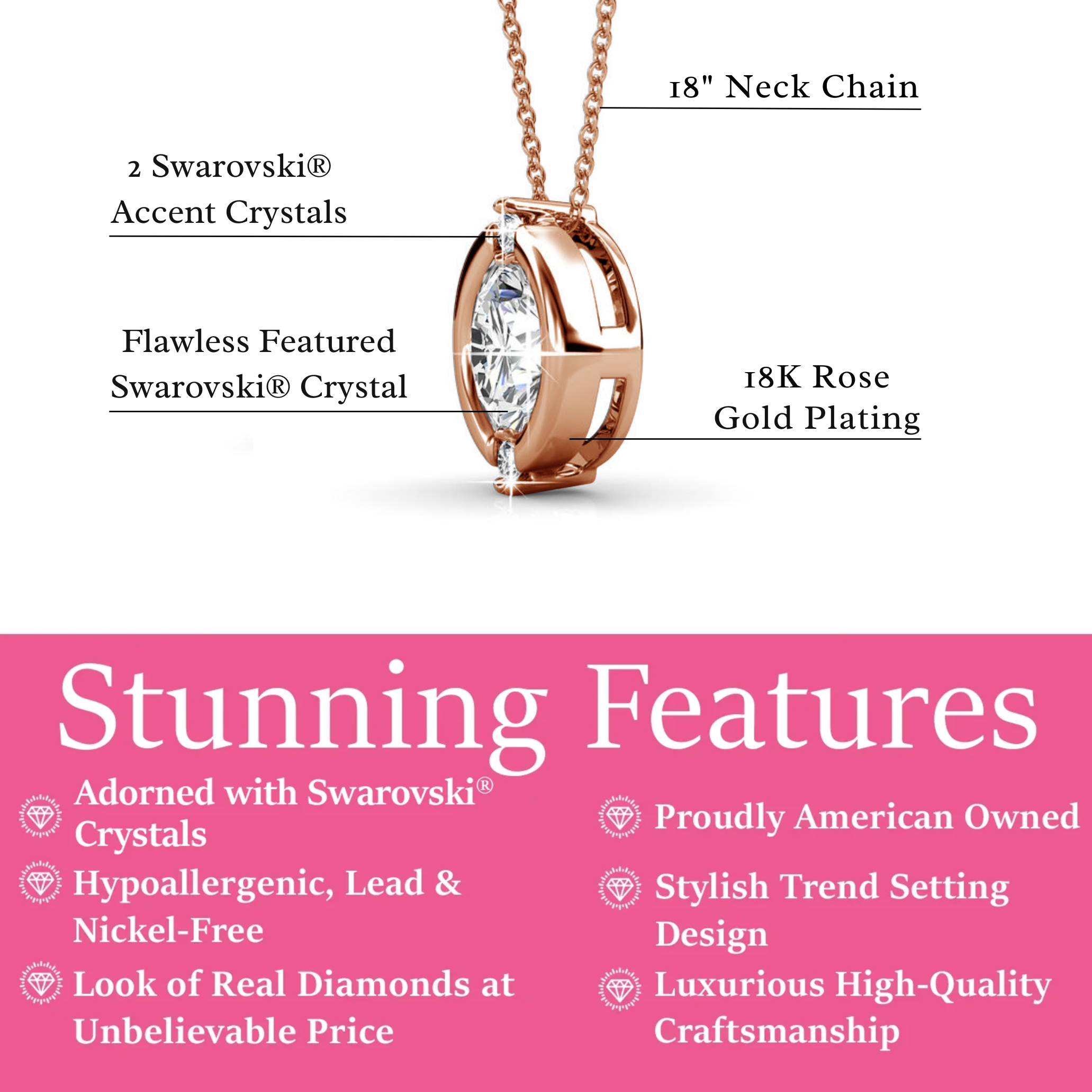 Zara 18k 白金镀金吊坠项链配圆形切割水晶