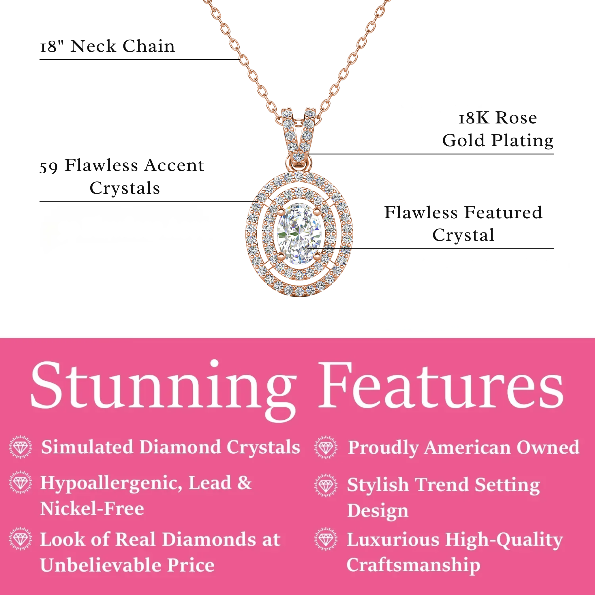 Zelda 18k White Gold Plated Pendant Necklace with Simulated Diamond Crystals