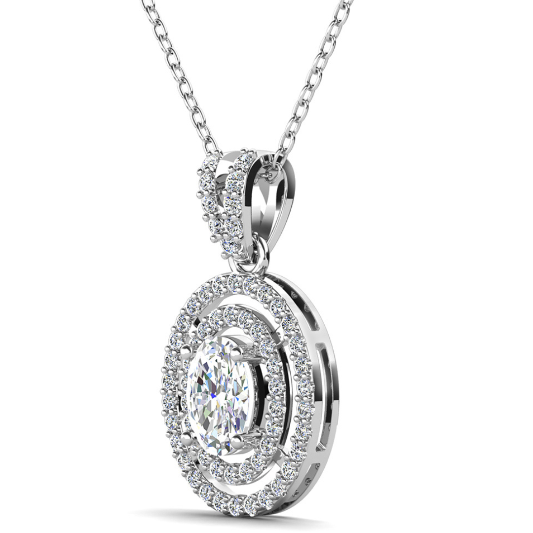 Zelda 18k White Gold Plated Crystal Pendant Necklace with Simulated Diamond Crystals