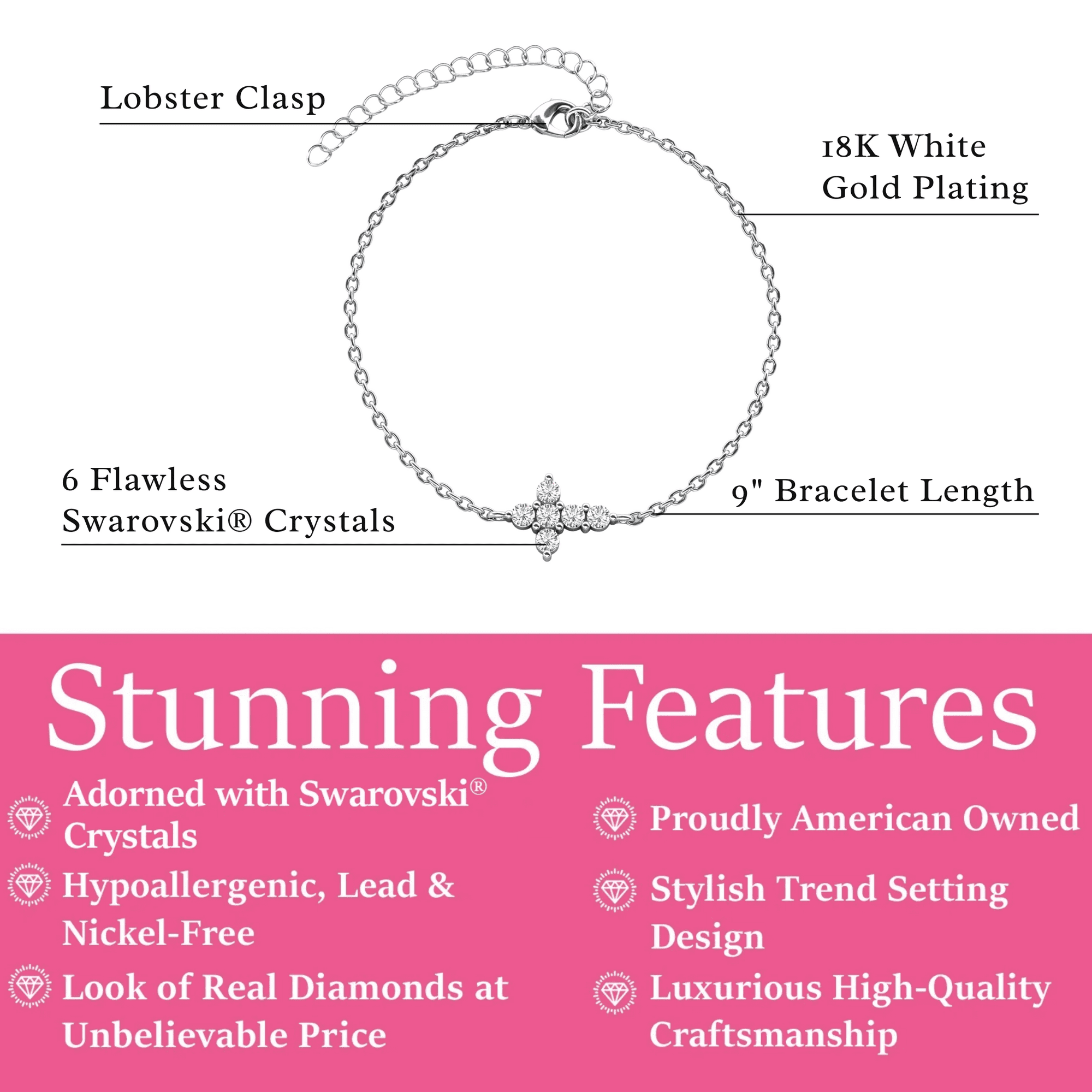Zuri 18k White Gold Plated Cross Bracelet & Blessed by Faith Tan Sand Card