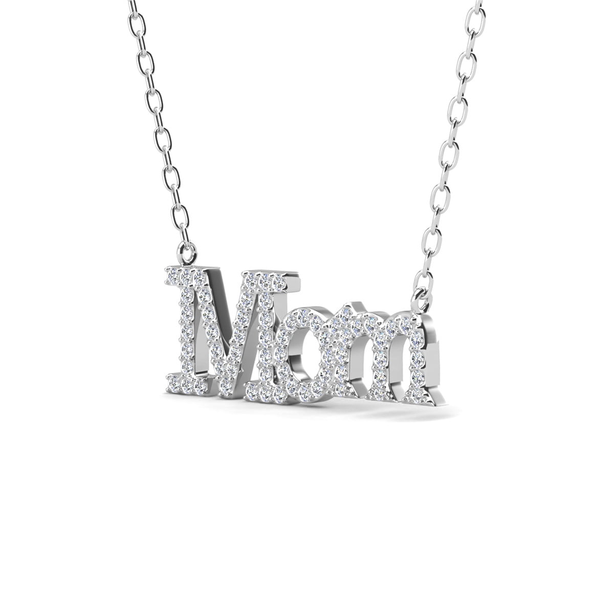 Carrie 18k White Gold Plated Necklace with Swarovski Crystals & Heartfelt Message for Mom