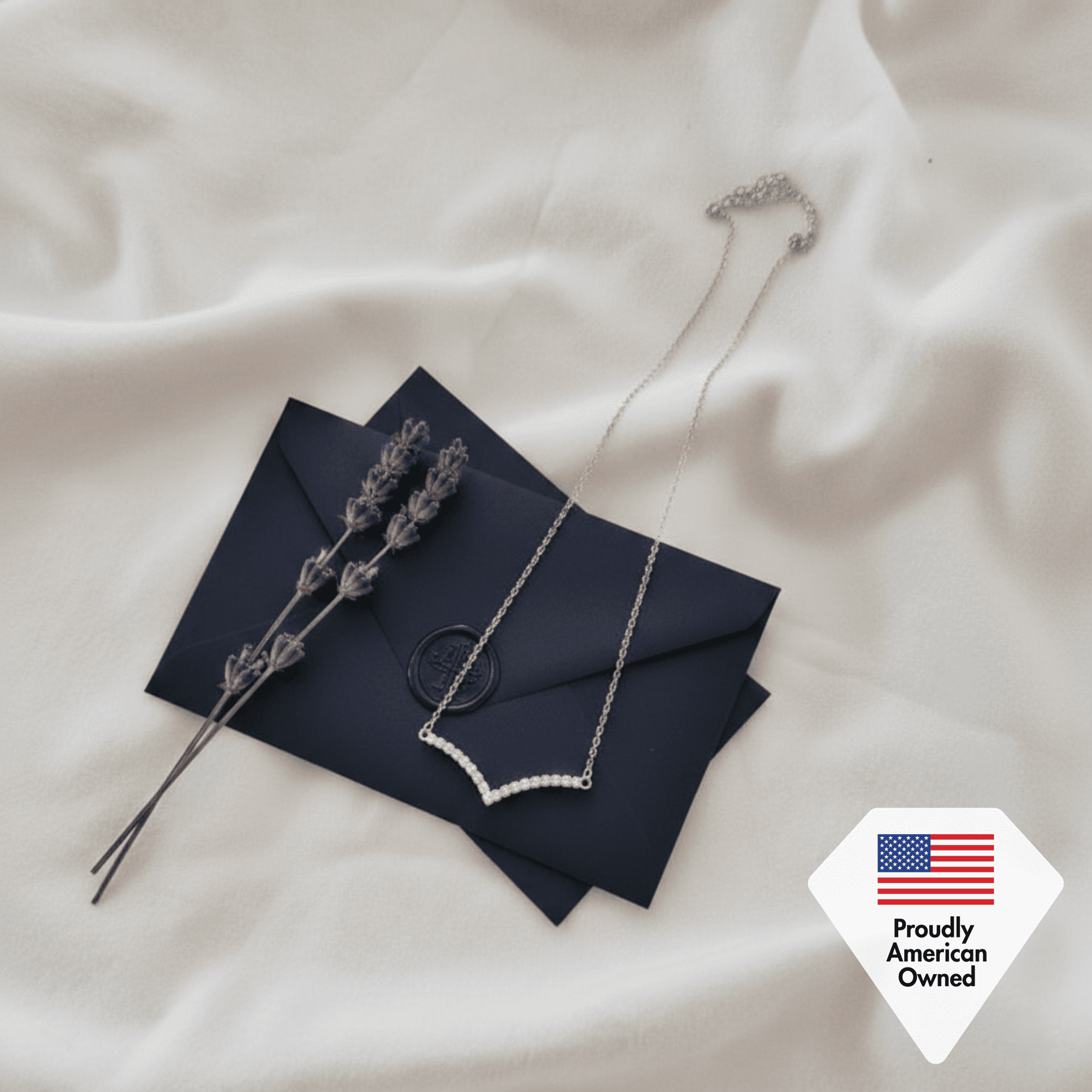 Hope 18k White Gold Plated V Linear Necklace with Swarovski Crystals & Heartfelt Message for Daughter