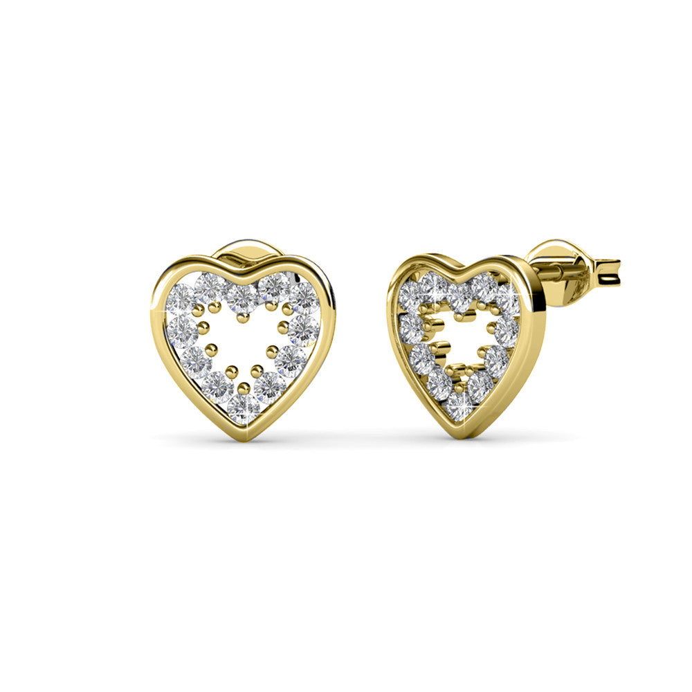 Ainsley 18k White Gold Plated Heart Earrings with Swarovski Crystals