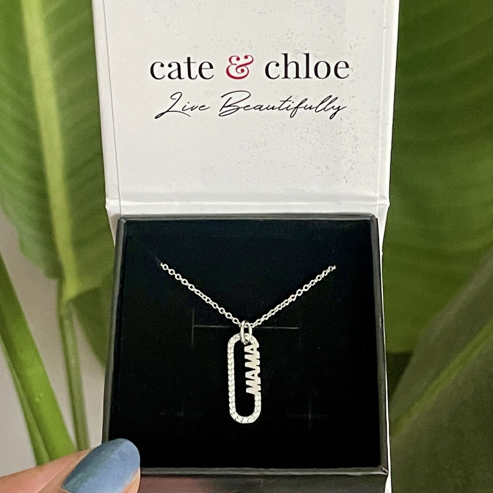 Mom 18k White Gold Plated Necklaces with Swarovski Crystals and Message Card