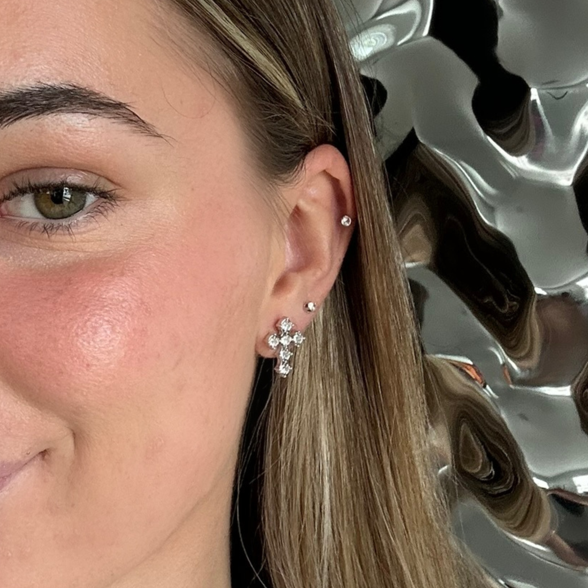 Marissa 18k White Gold Plated Cross Stud Earrings with Swarovski Crystals — Fab Fav