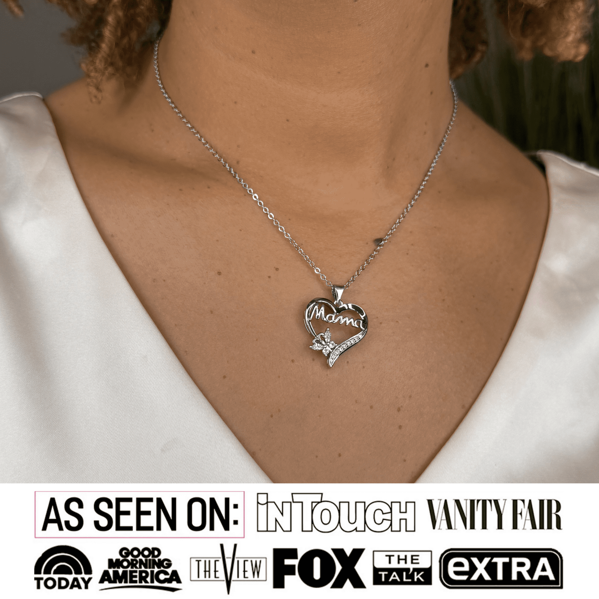 Mavis 18k White Gold Plated Mama Necklace with Swarovski Crystals & Heartfelt Message for Mom