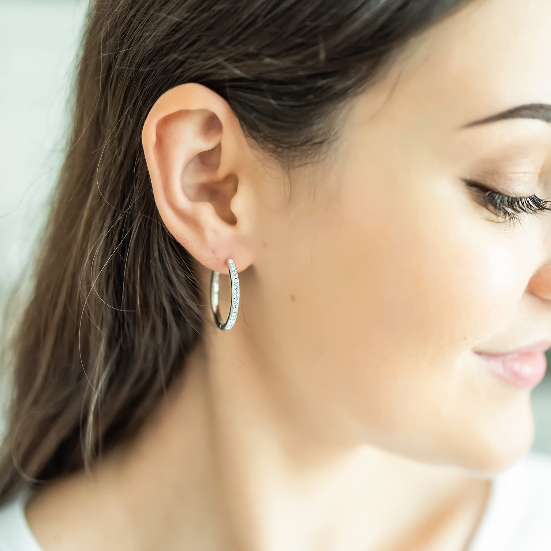 Pack of 3 - Bianca 18k Gold Plated 25mm Hoop Earrings with Swarovski Crystals