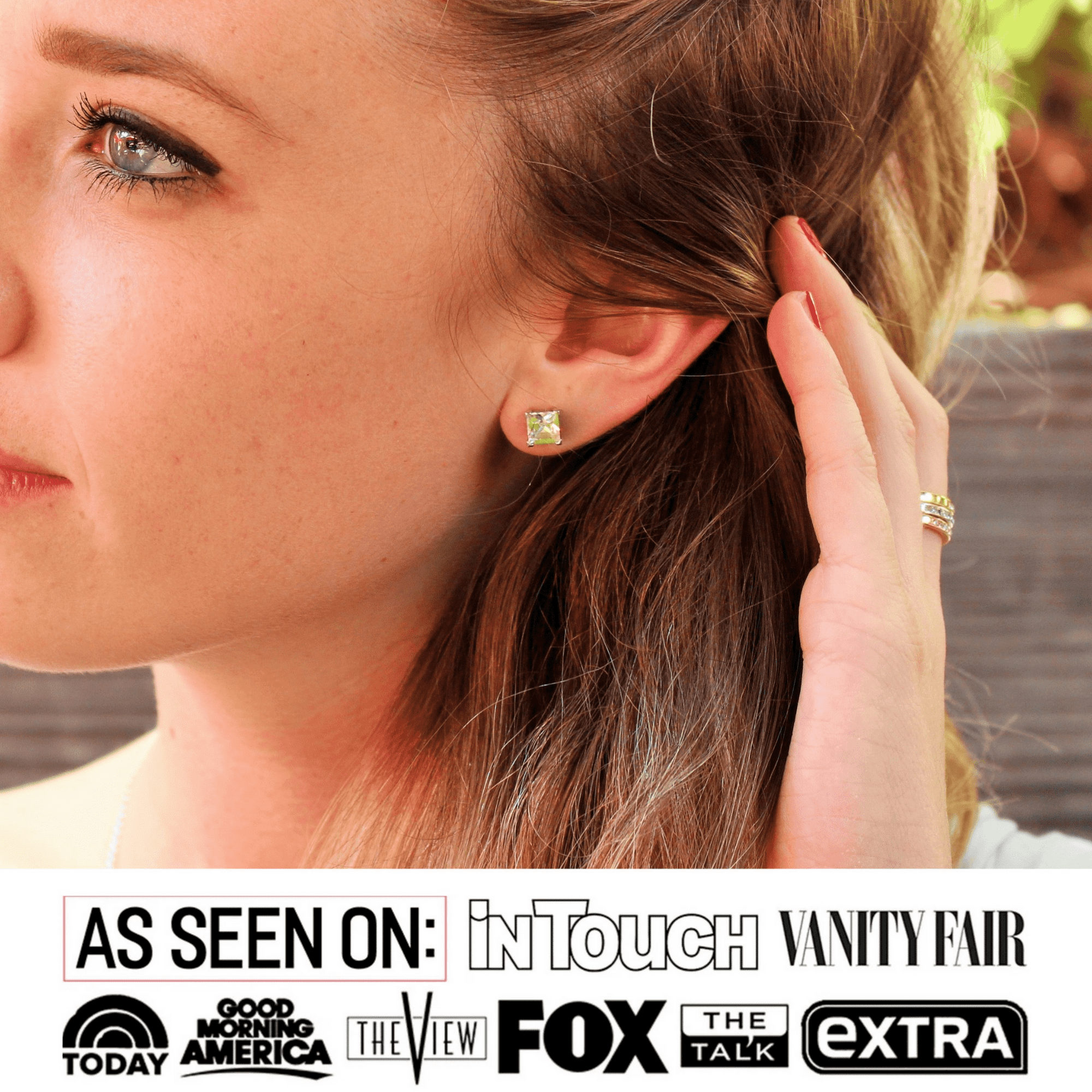 Brooke 18k White Gold Plated Stud Earrings with Princess Cut Swarovski Crystals