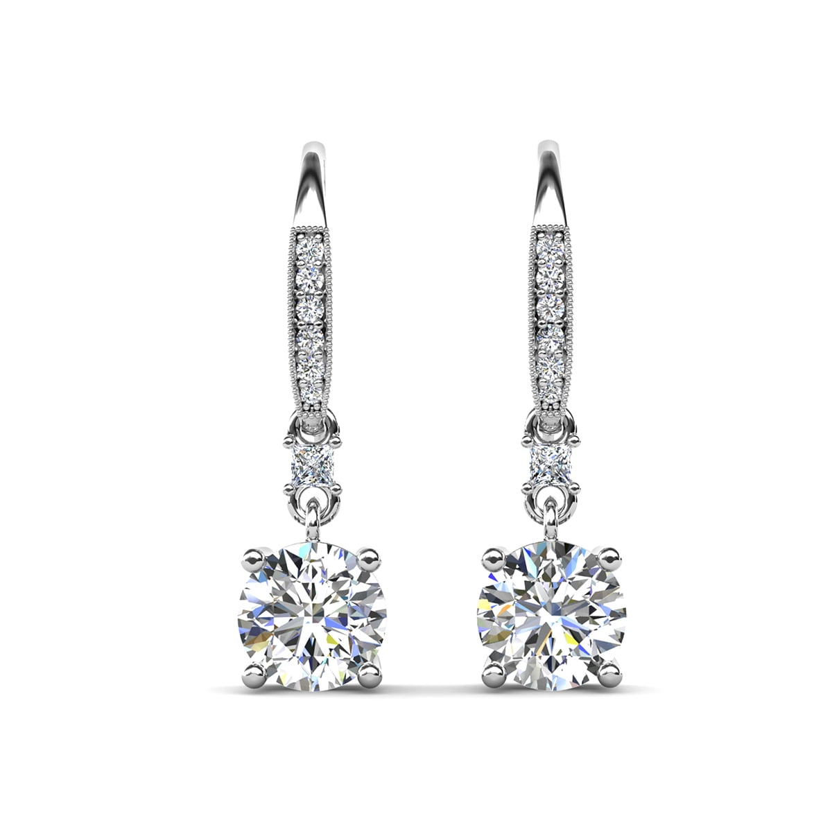 Valerie 18k White Gold Plated Drop Earrings with Simulated Diamond Crystals