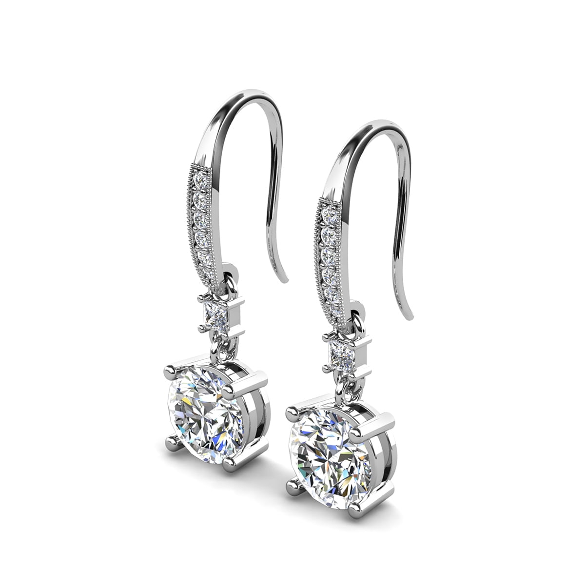 Valerie 18k White Gold Plated Drop Earrings with Simulated Diamond Crystals